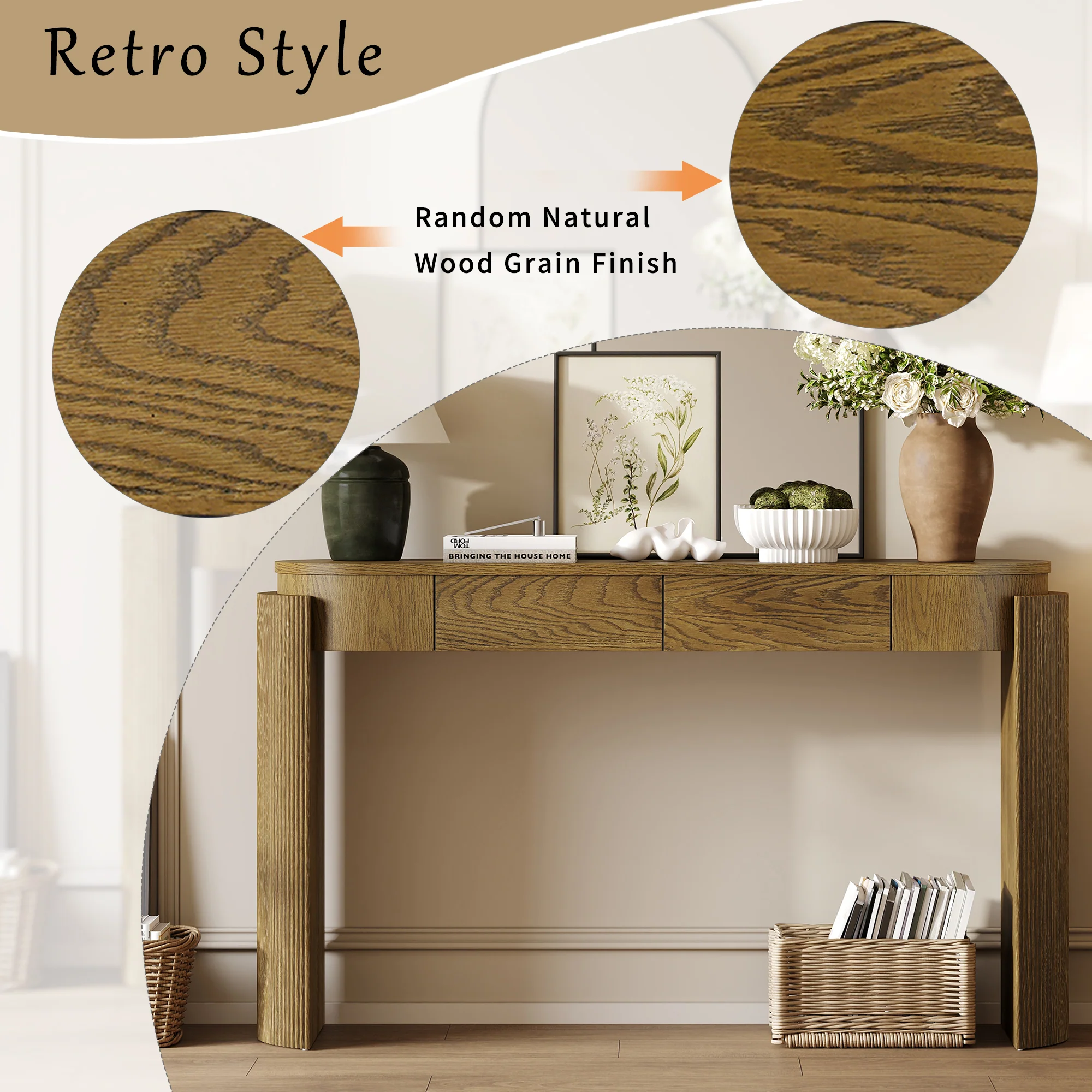 Walker Edison | Fluted Design Entryway Console Table and 2 Drawers - Image 5