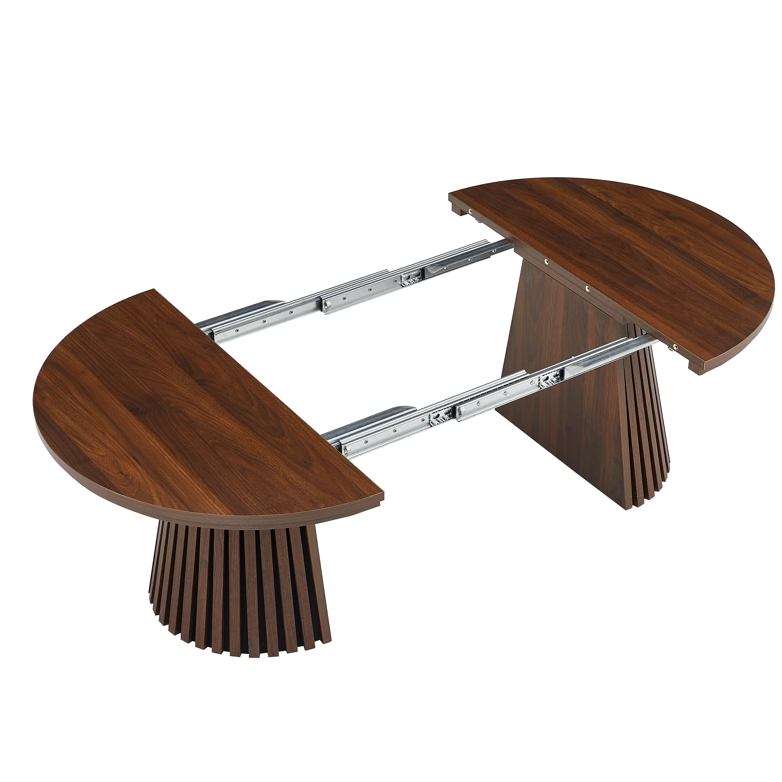 Fluted Design Extendable Wooden Curve Coffee Table - Image 13