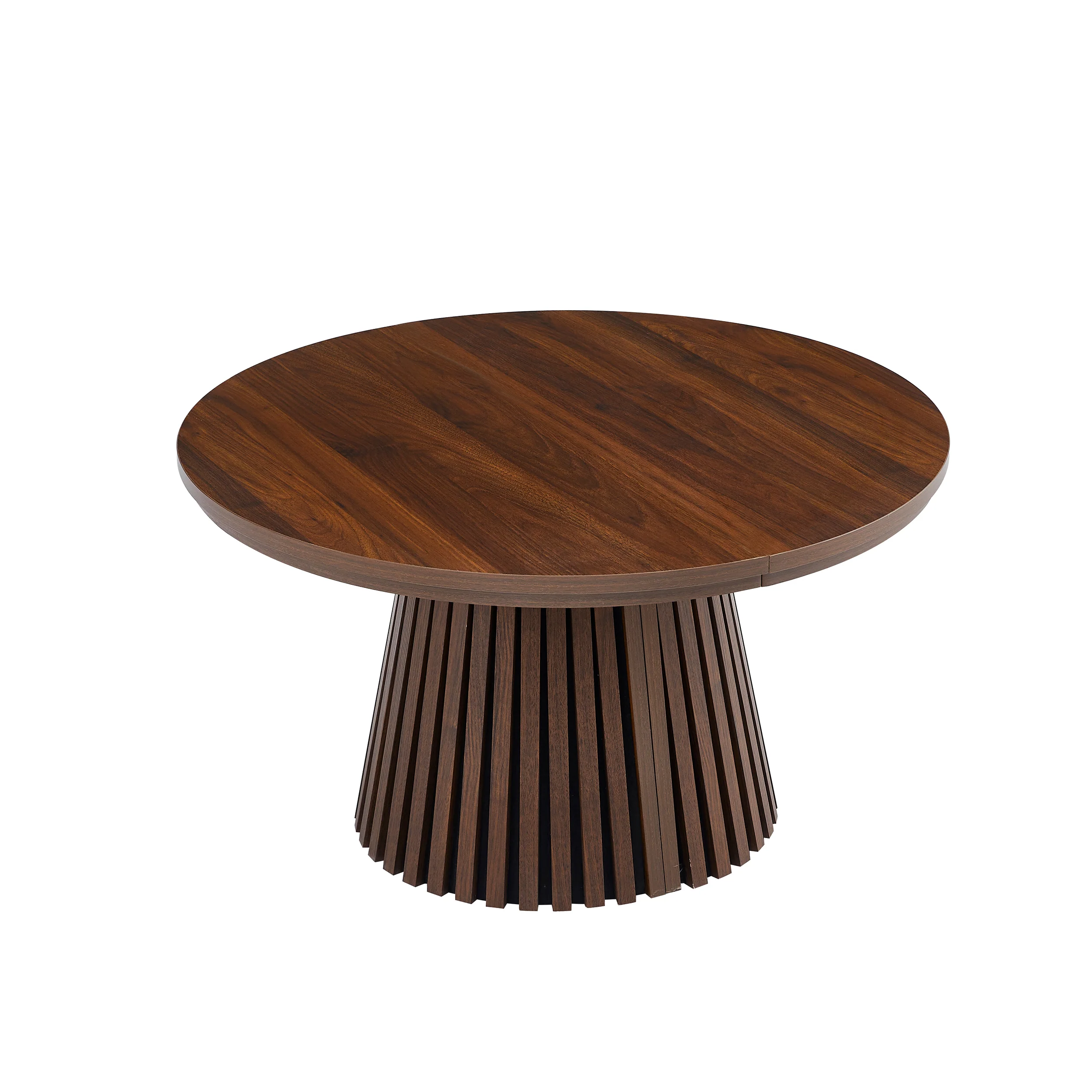 Fluted Design Extendable Wooden Curve Coffee Table - Image 15
