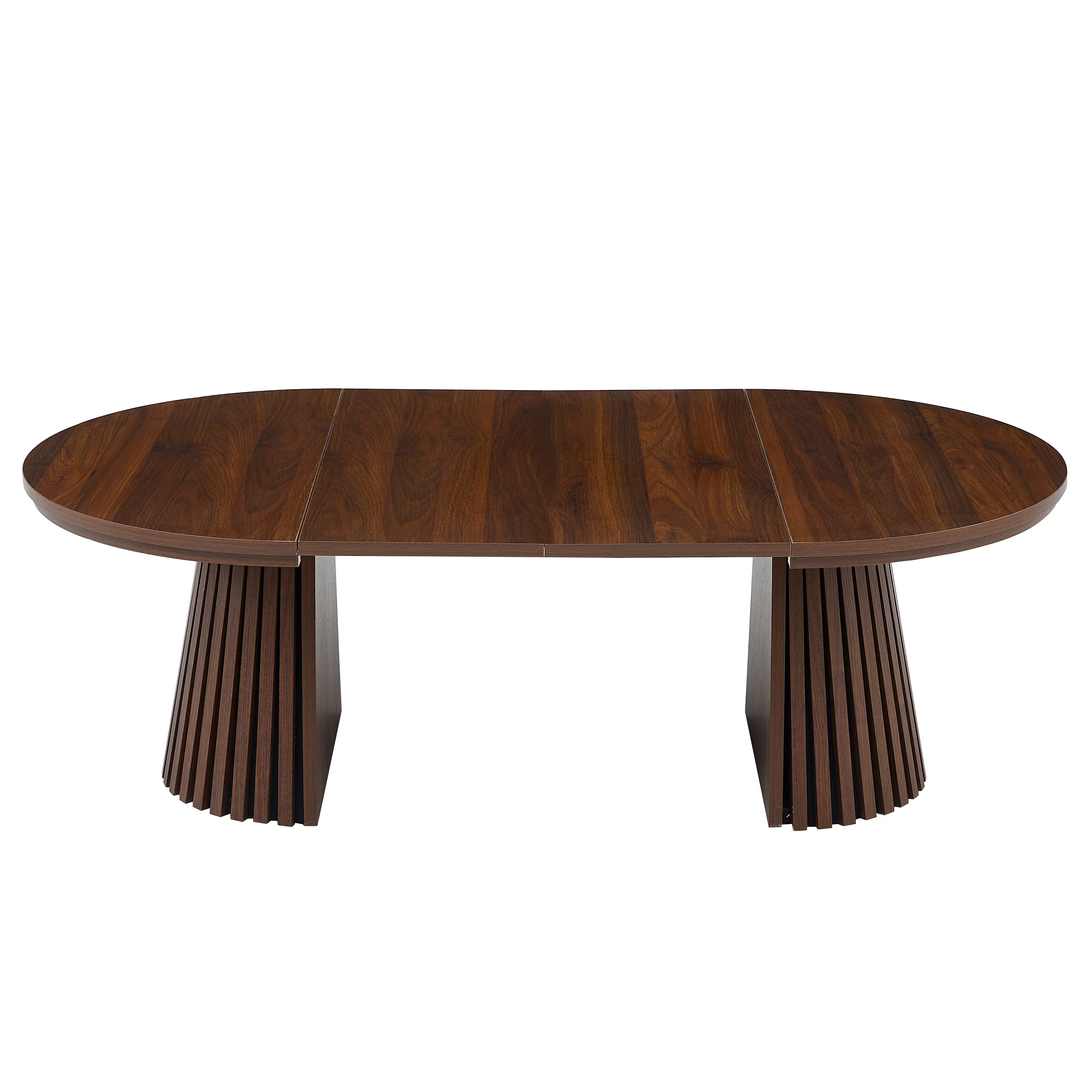 Fluted Design Extendable Wooden Curve Coffee Table - Image 17