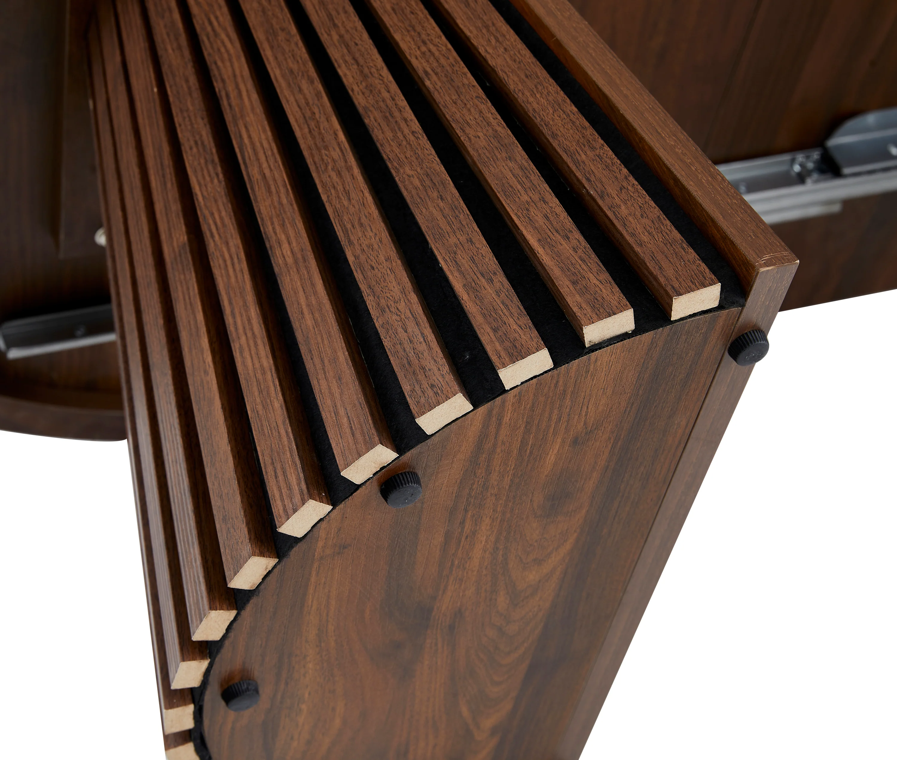 Fluted Design Extendable Wooden Curve Coffee Table - Image 22