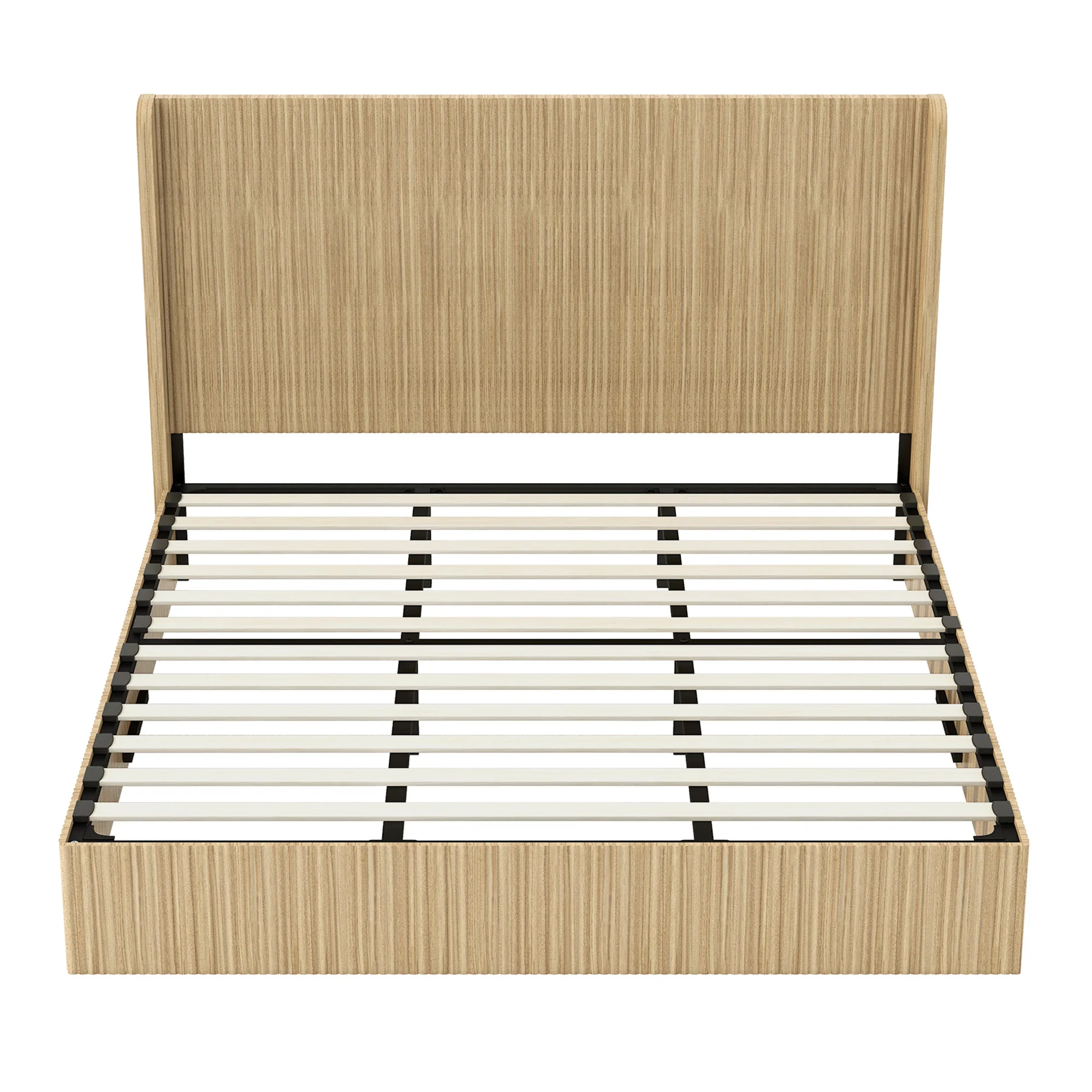 Fluted Mid-Century King Size Wood Bed Frame - Image 8