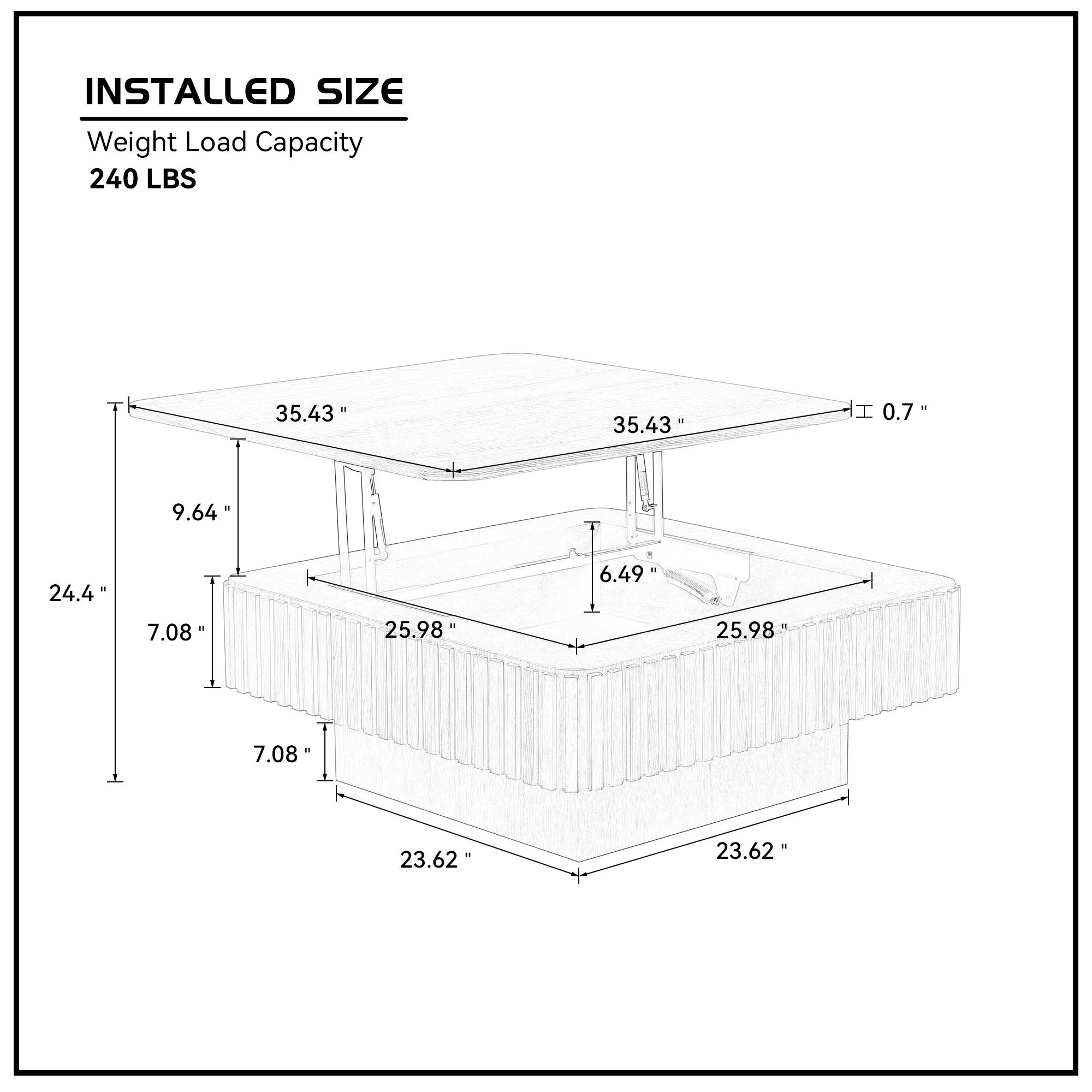 Walker Edison | Fluted Modern Lift Top Coffee Table and Desk - Image 7