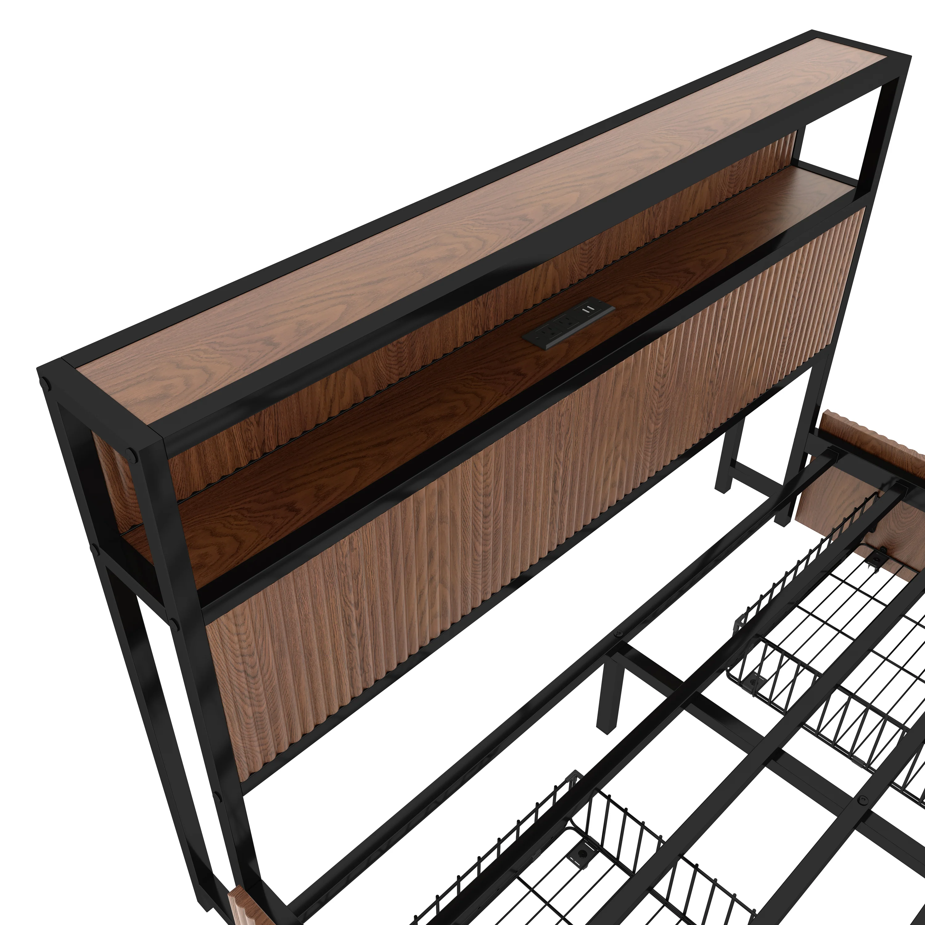 Walker Edison | Fluted Pattern Wood Queen Storage Bedframe - Image 7