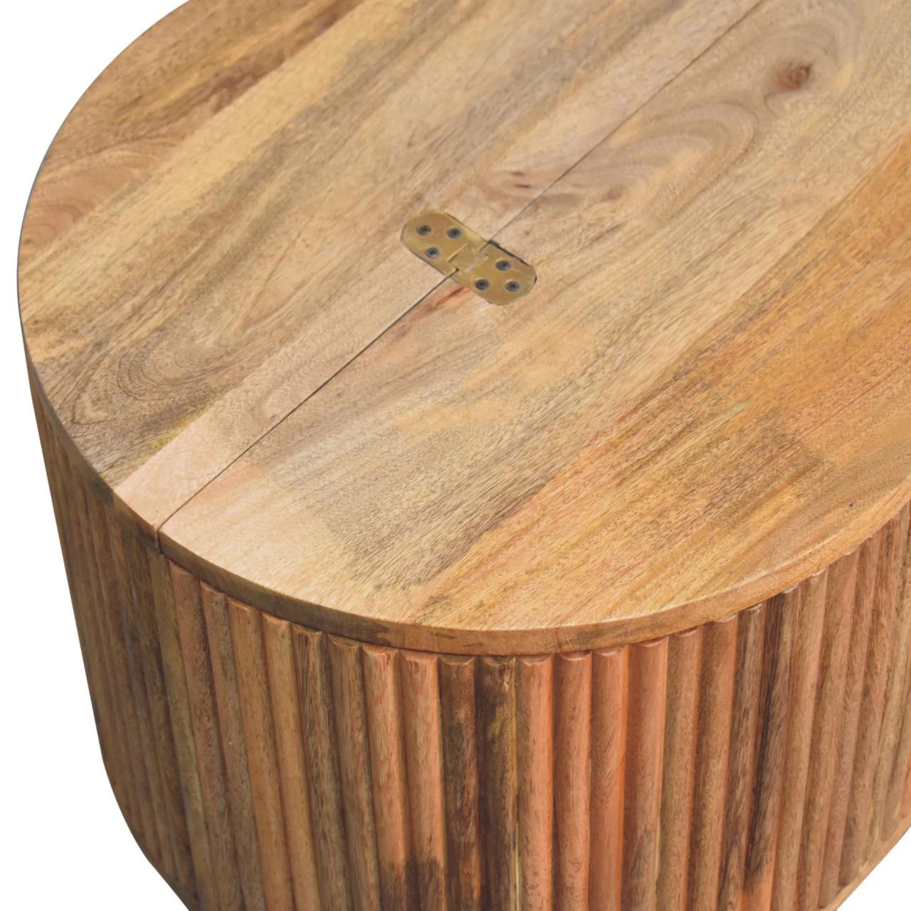 Fluted Solid Wood Ball Leg Coffee Table with Storage - Image 7
