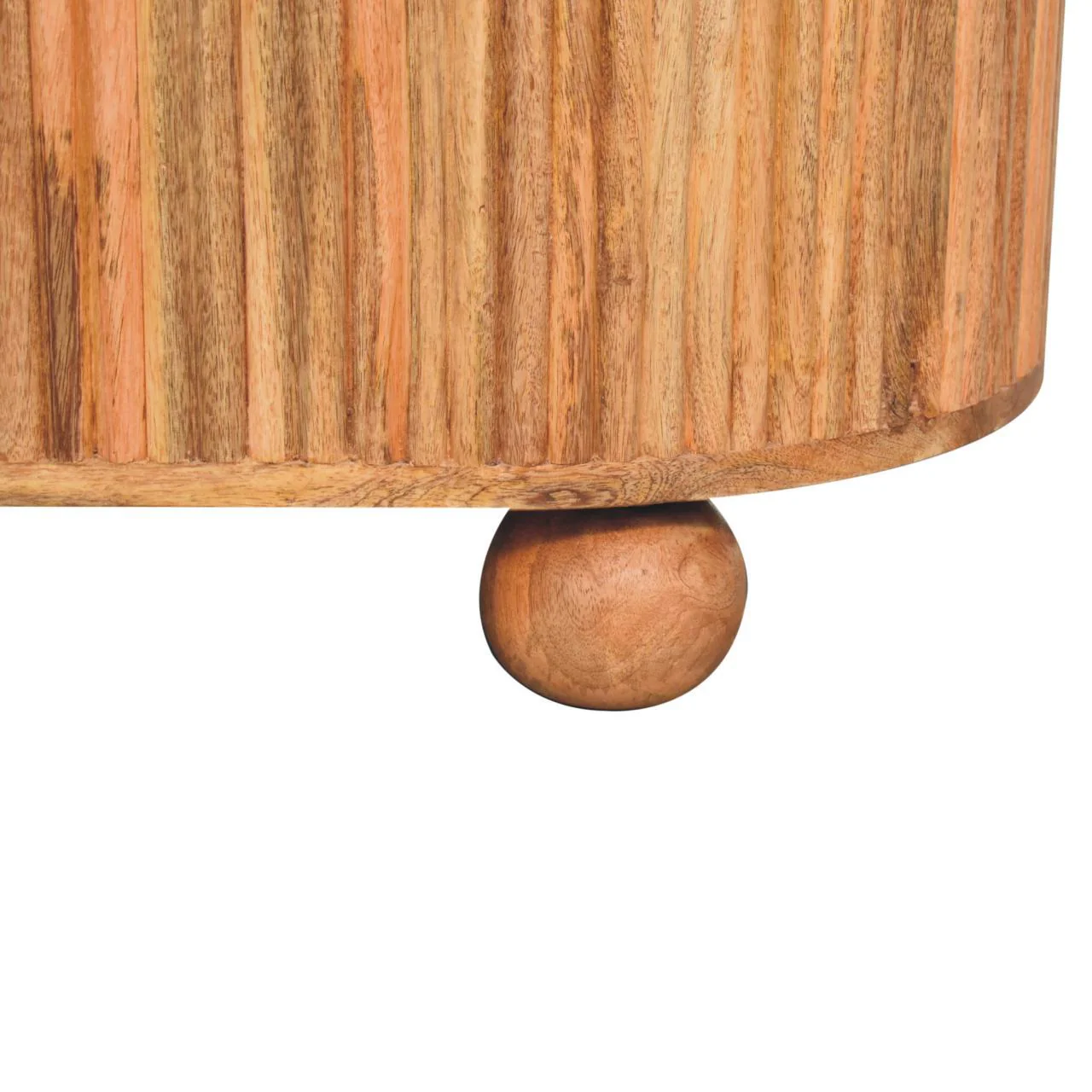 Fluted Solid Wood Ball Leg Coffee Table with Storage - Image 8
