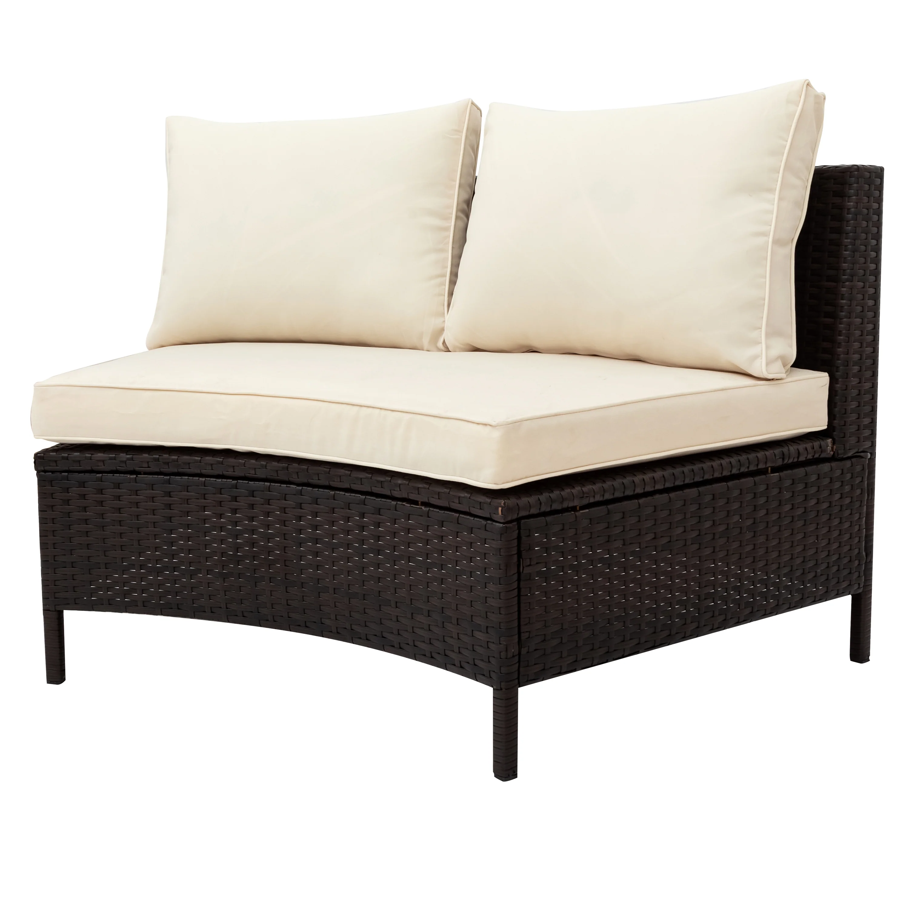 Half-Moon 5 Piece All-Weather Outdoor Patio Wicker Sofa Sectional Set with Table - Image 10