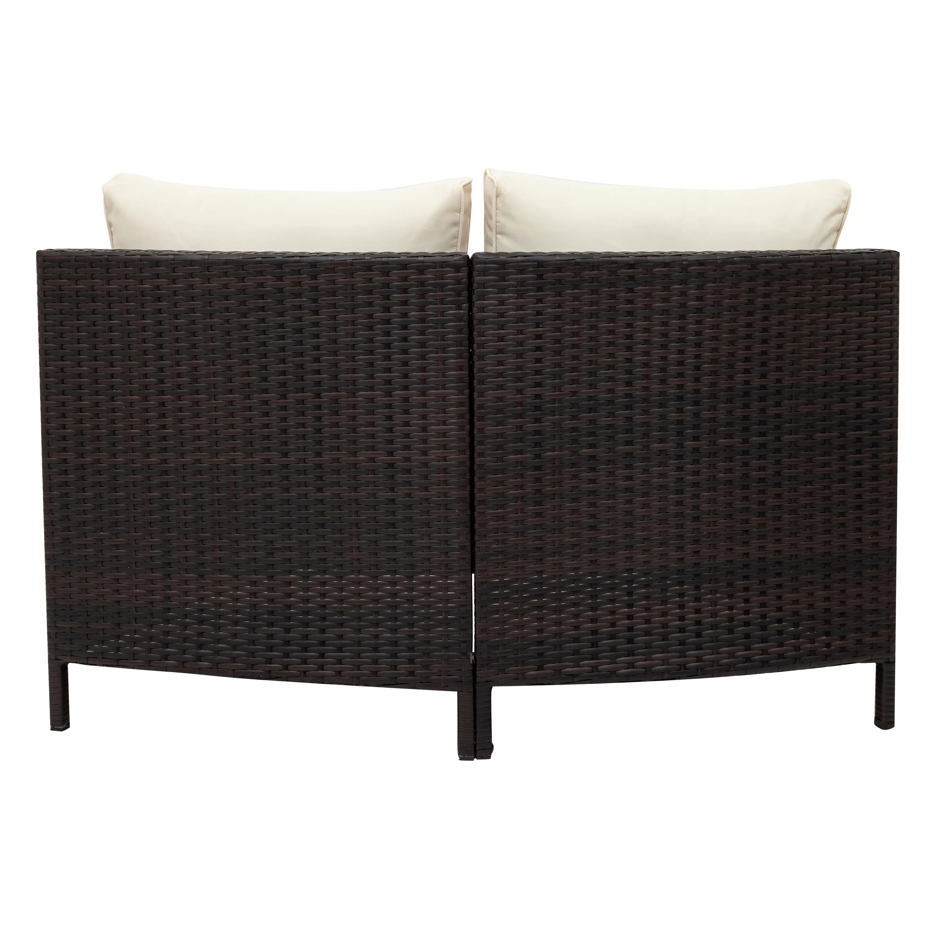 Half-Moon 5 Piece All-Weather Outdoor Patio Wicker Sofa Sectional Set with Table - Image 13