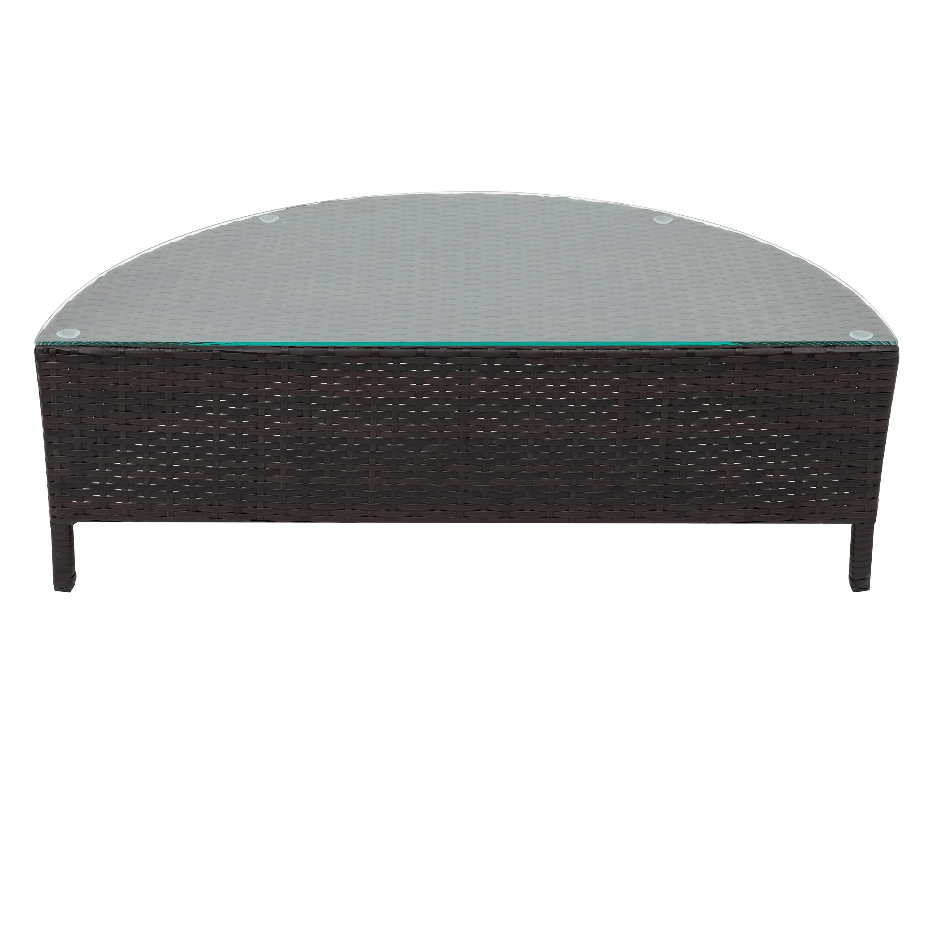 Half-Moon 5 Piece All-Weather Outdoor Patio Wicker Sofa Sectional Set with Table - Image 14