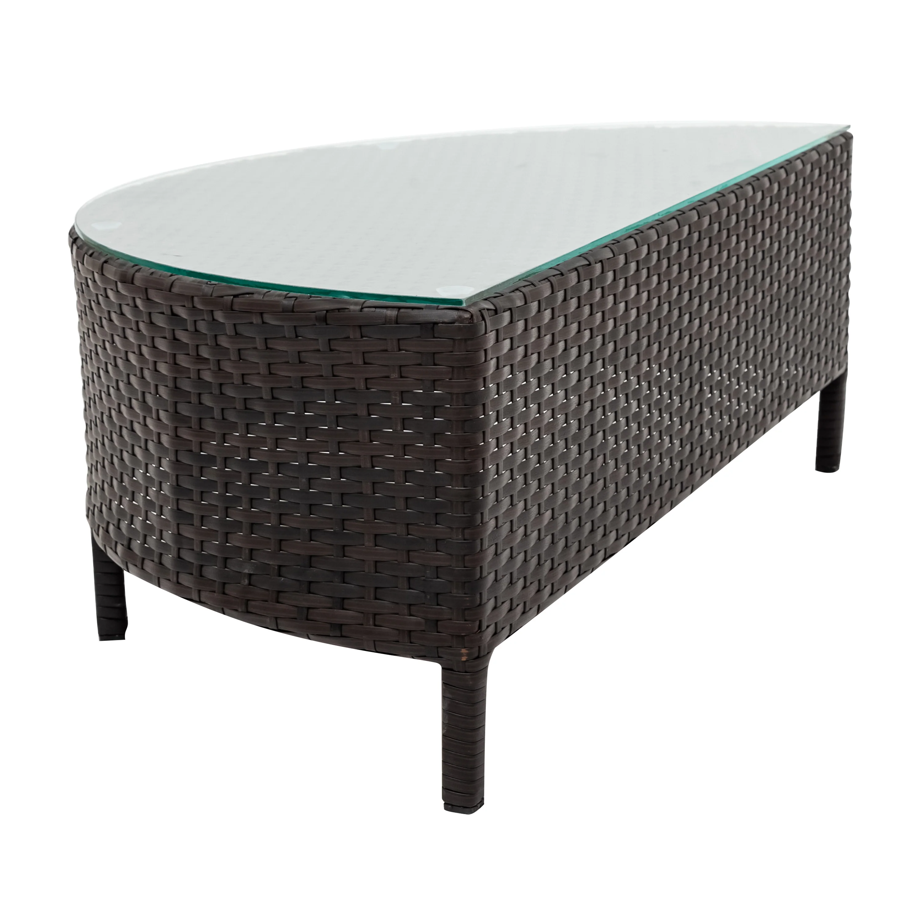 Half-Moon 5 Piece All-Weather Outdoor Patio Wicker Sofa Sectional Set with Table - Image 15