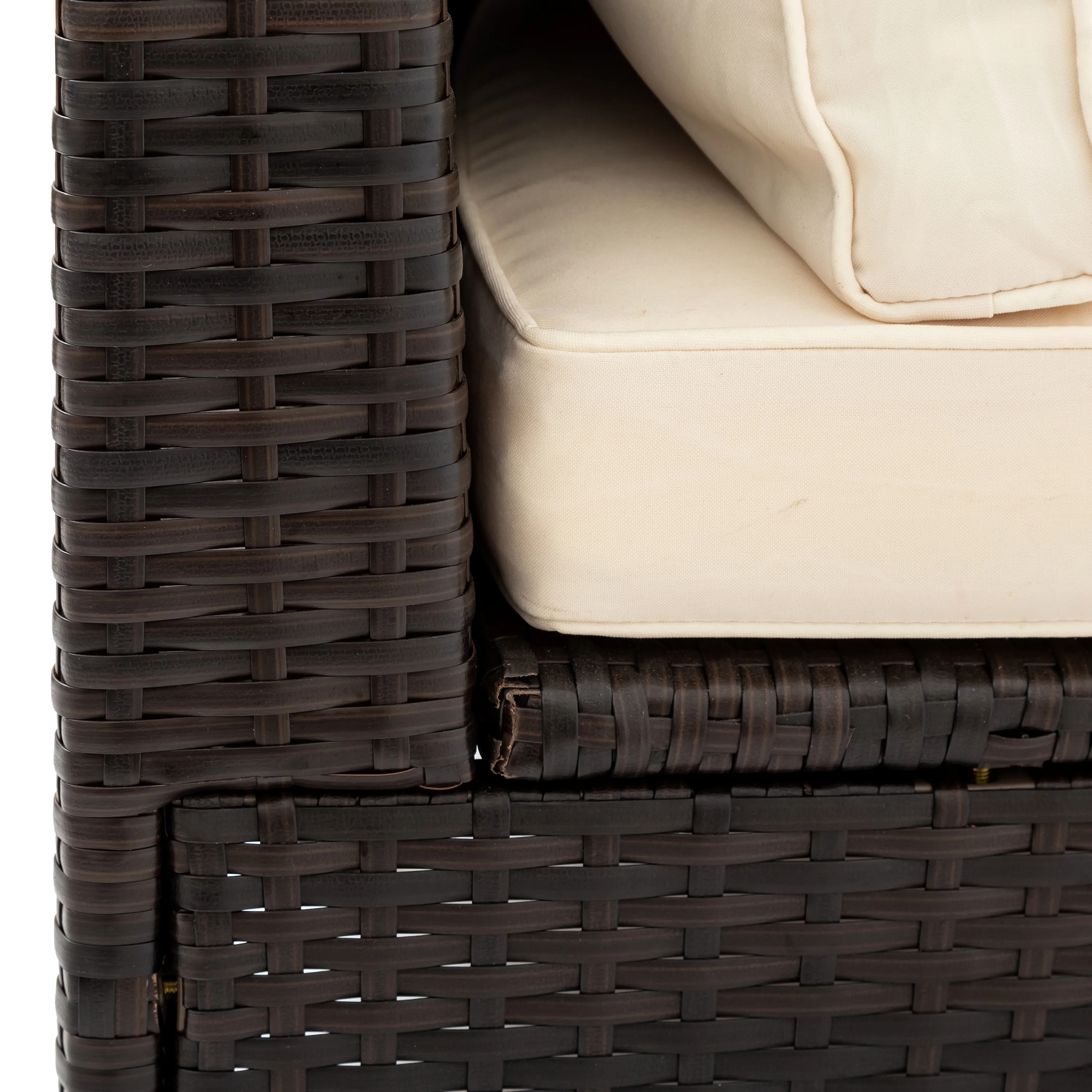 Half-Moon 5 Piece All-Weather Outdoor Patio Wicker Sofa Sectional Set with Table - Image 16