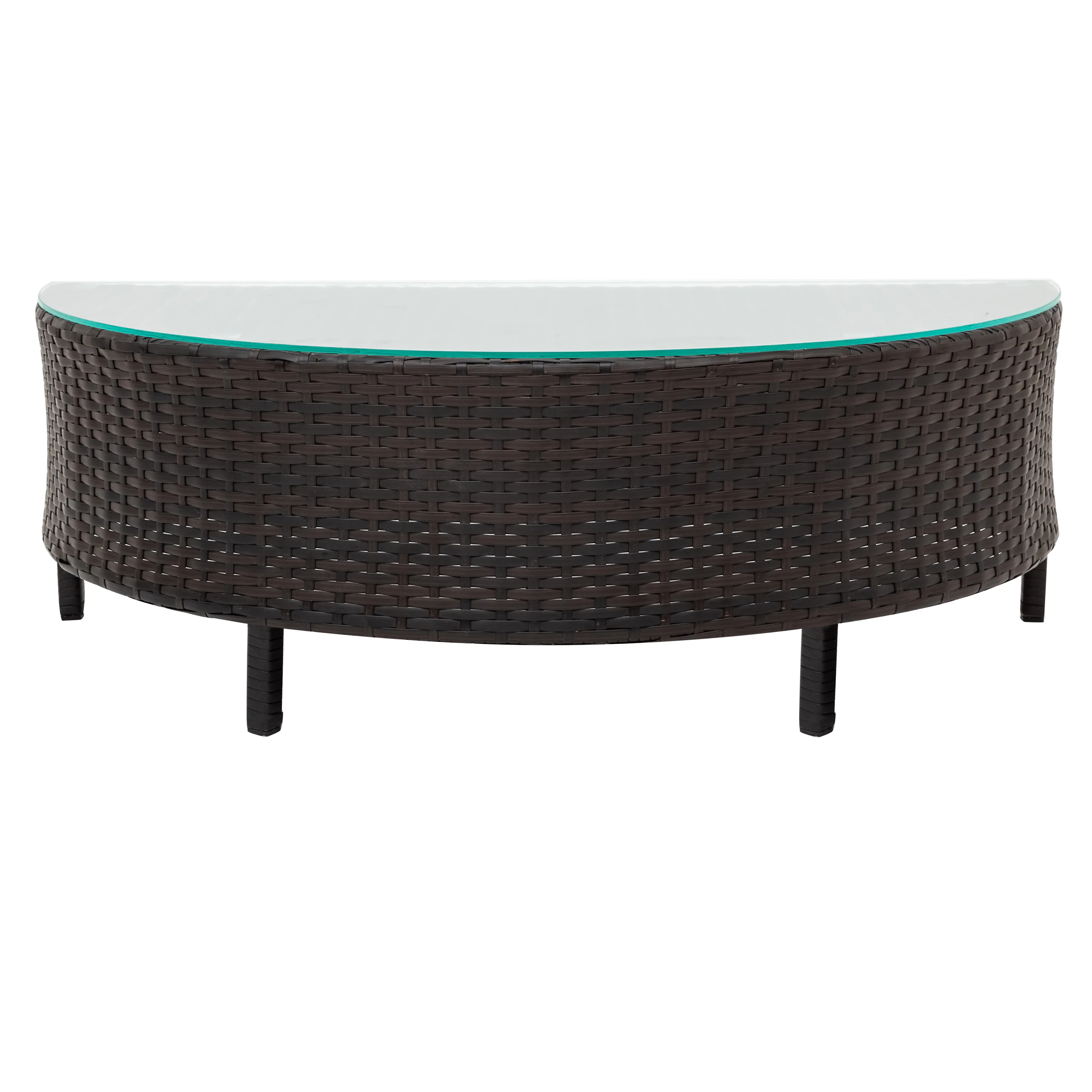 Half-Moon 5 Piece All-Weather Outdoor Patio Wicker Sofa Sectional Set with Table - Image 17