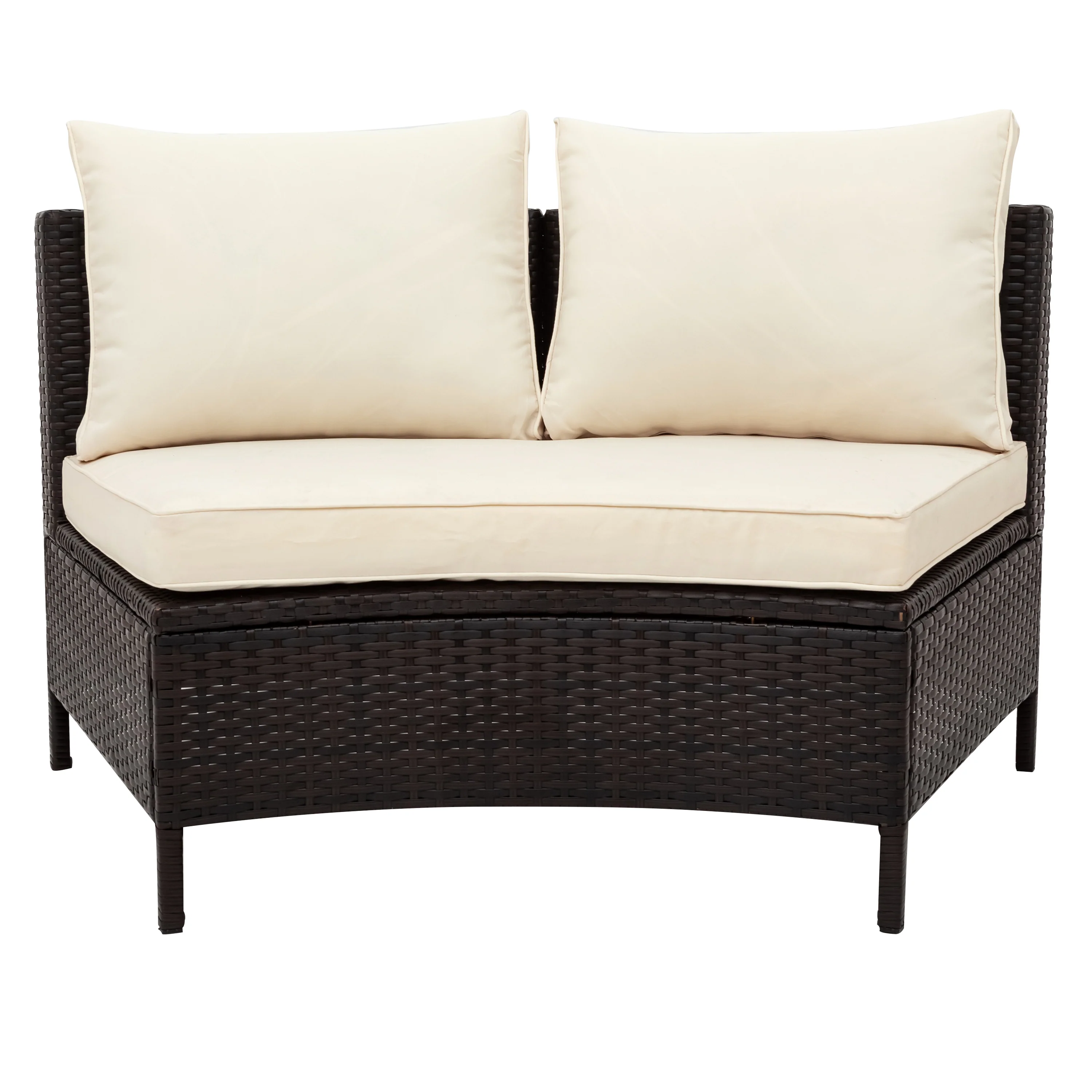 Half-Moon 5 Piece All-Weather Outdoor Patio Wicker Sofa Sectional Set with Table - Image 9