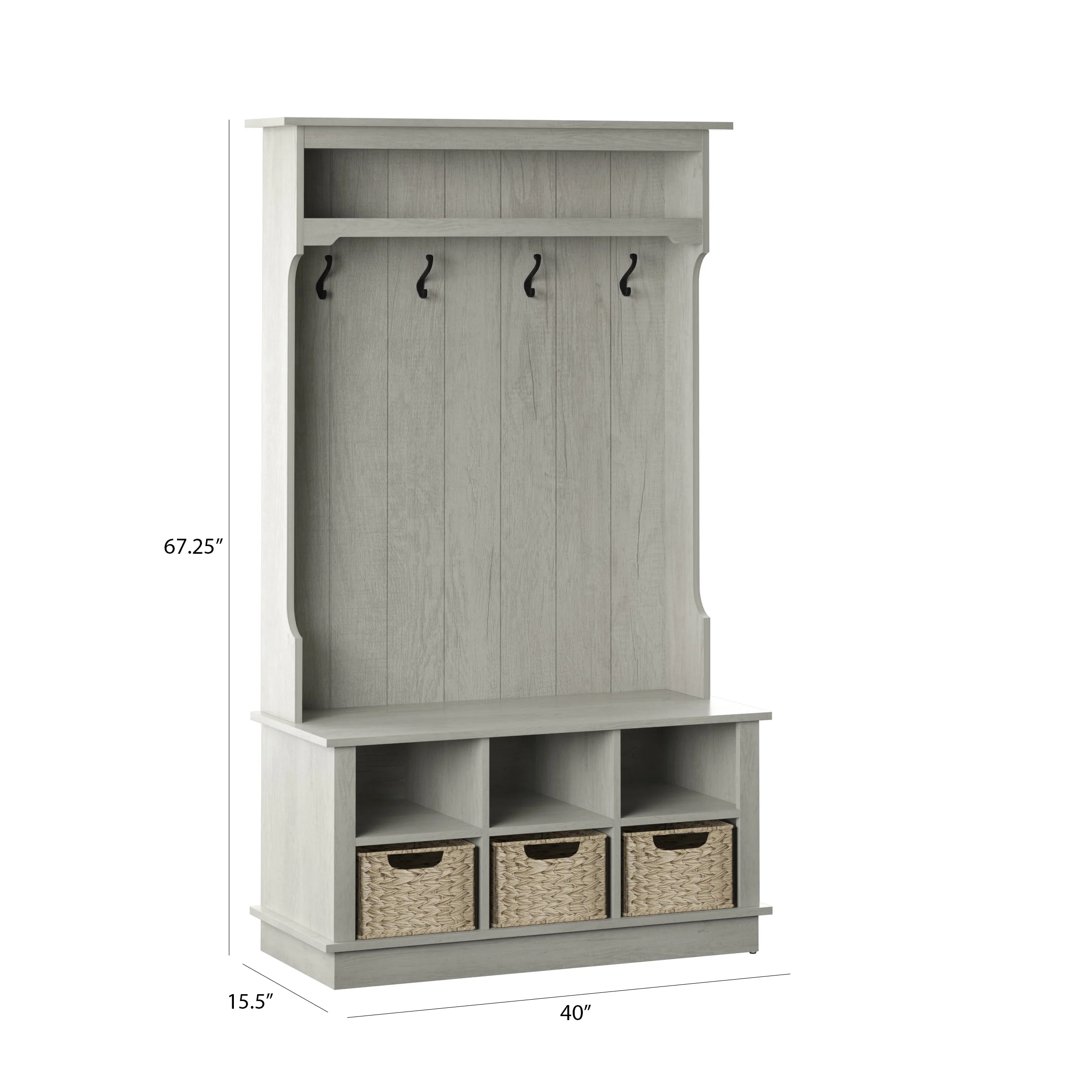 Entryway Hall Tree with Baskets and Open Storage - Image 11