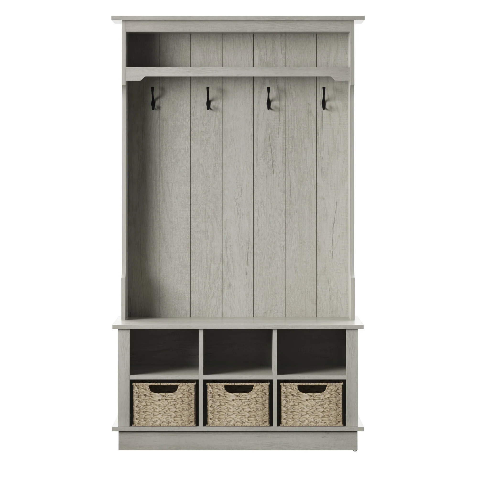 Entryway Hall Tree with Baskets and Open Storage - Image 13