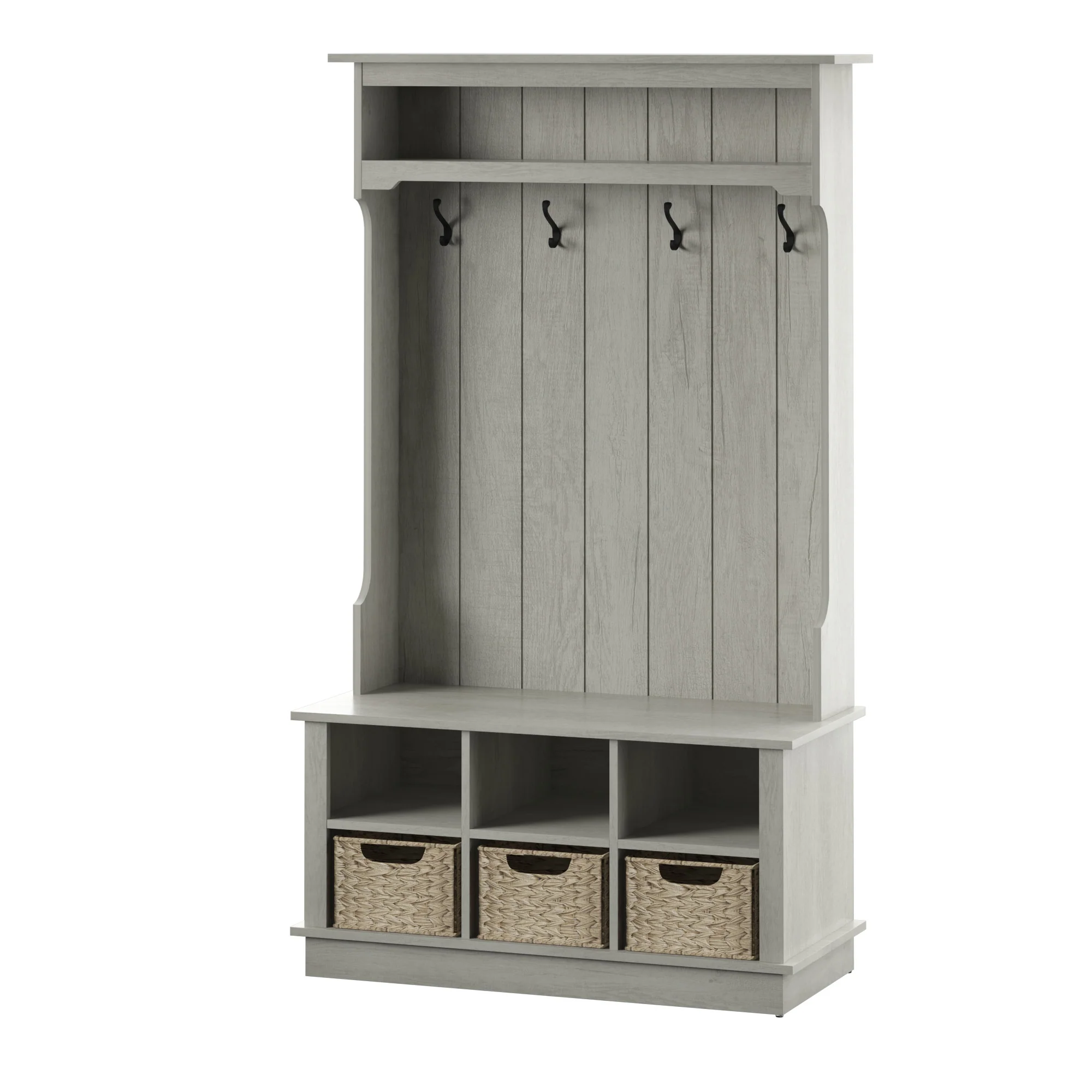 Entryway Hall Tree with Baskets and Open Storage - Image 14