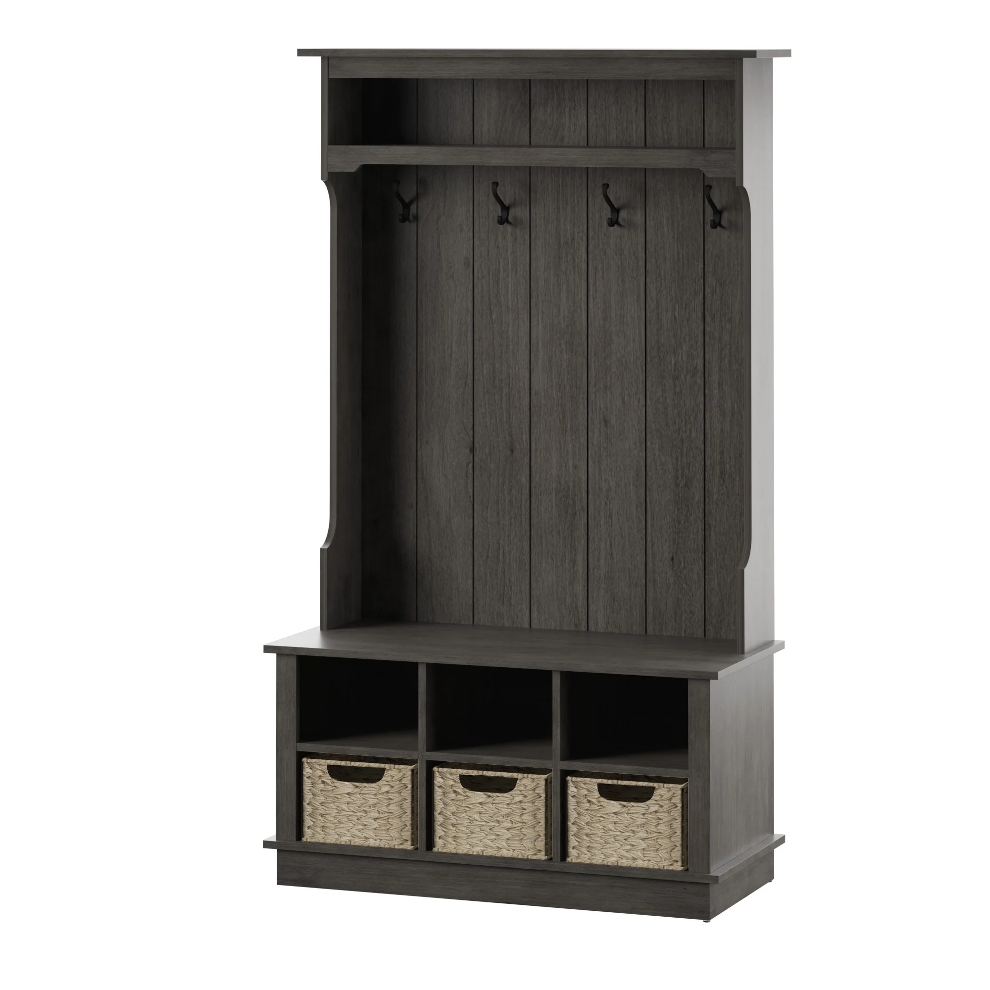 Entryway Hall Tree with Baskets and Open Storage - Image 16