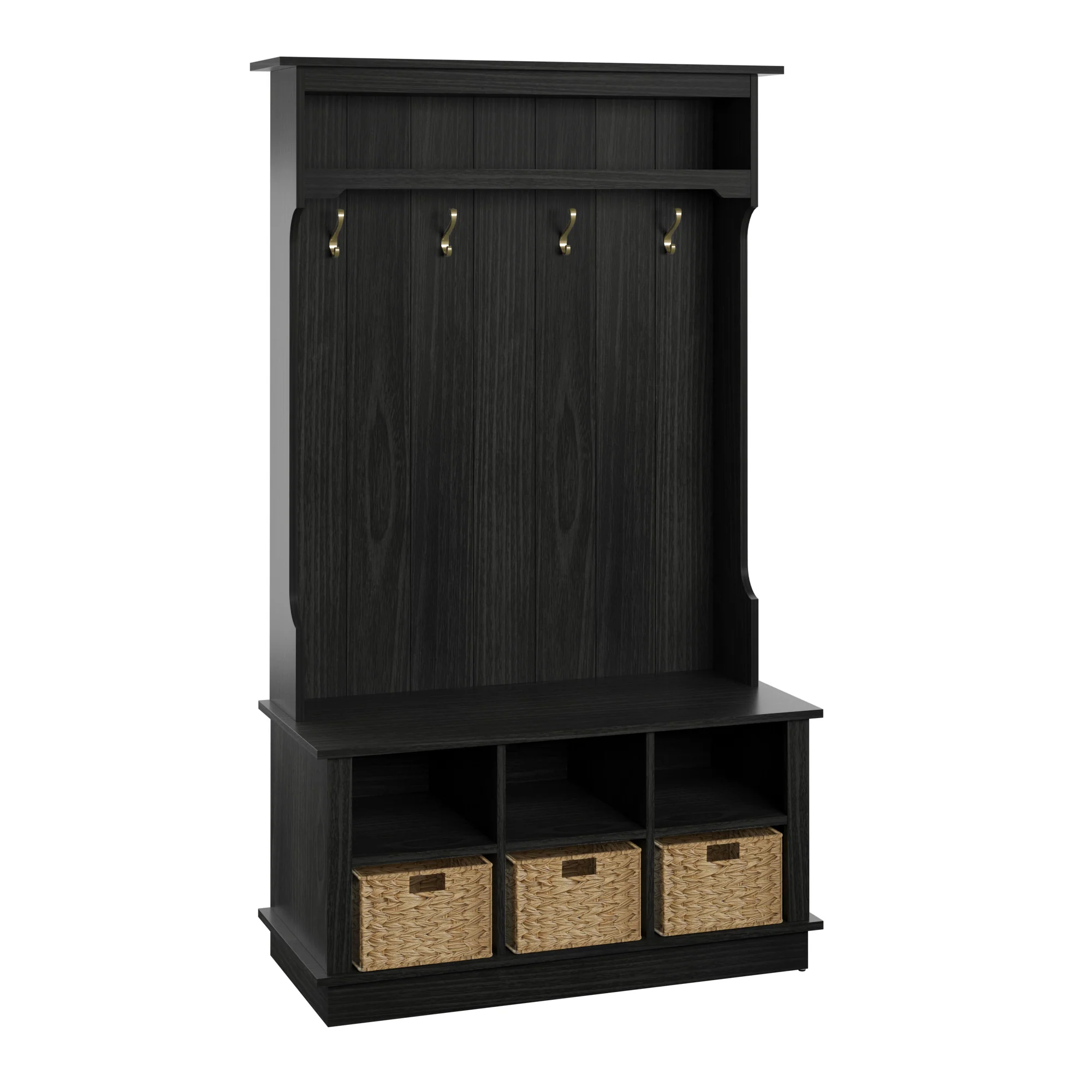 Entryway Hall Tree with Baskets and Open Storage - Image 17