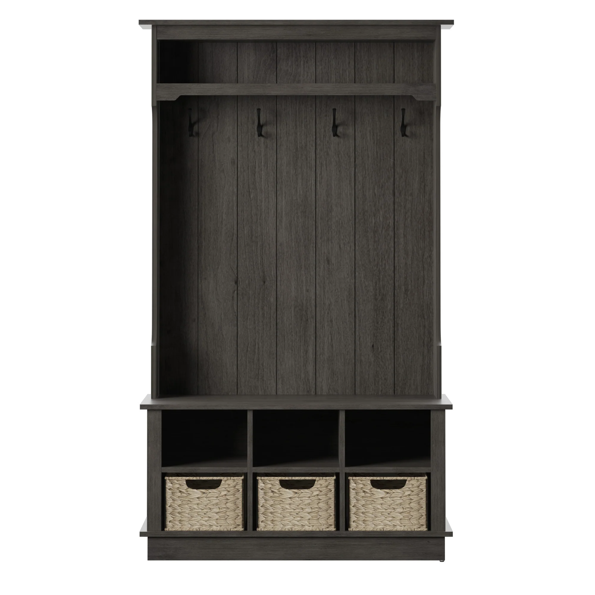 Entryway Hall Tree with Baskets and Open Storage - Image 19