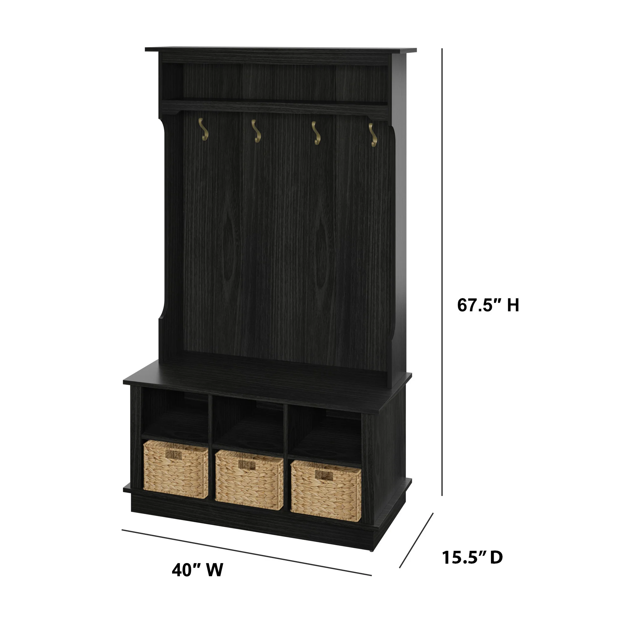 Entryway Hall Tree with Baskets and Open Storage - Image 25