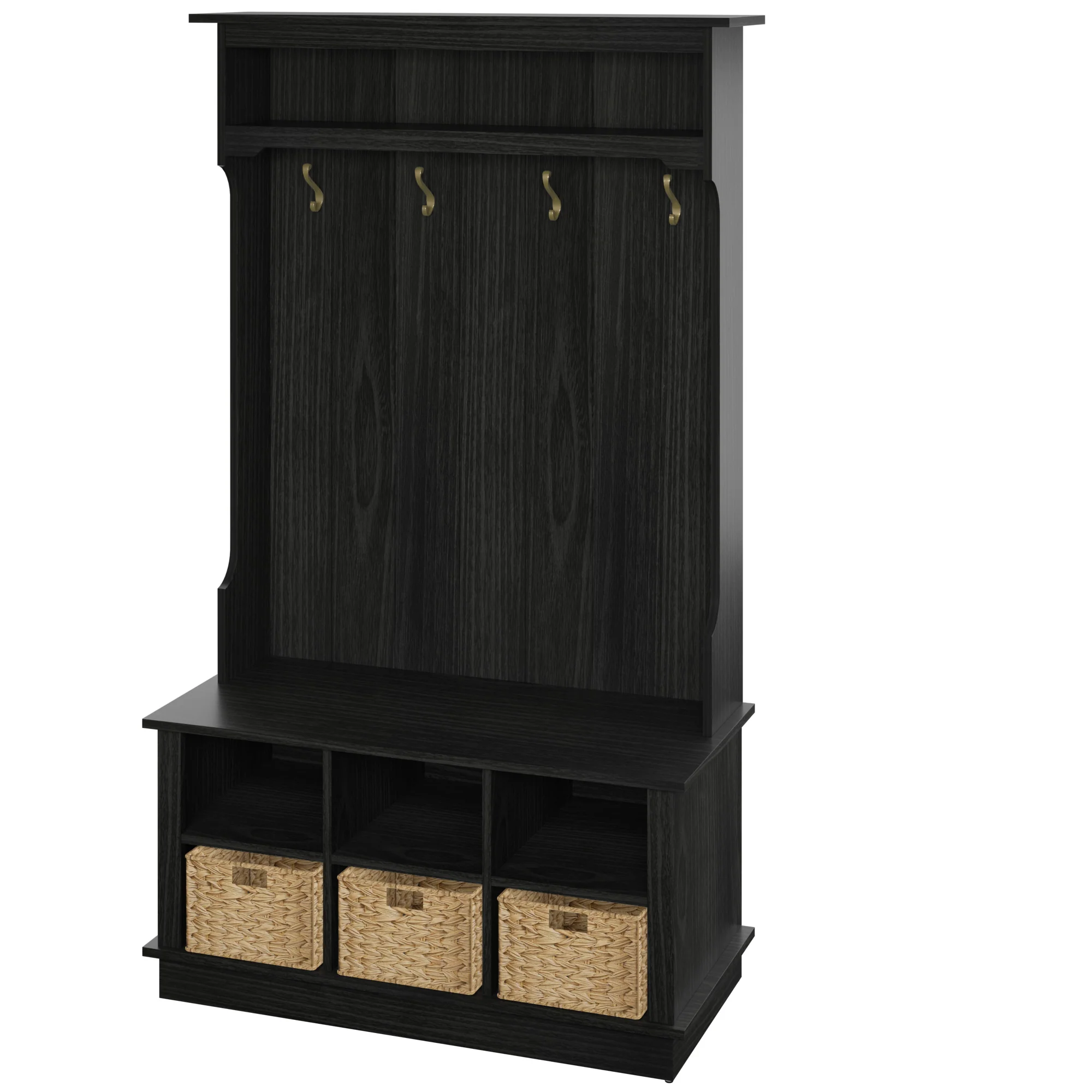 Entryway Hall Tree with Baskets and Open Storage - Image 26