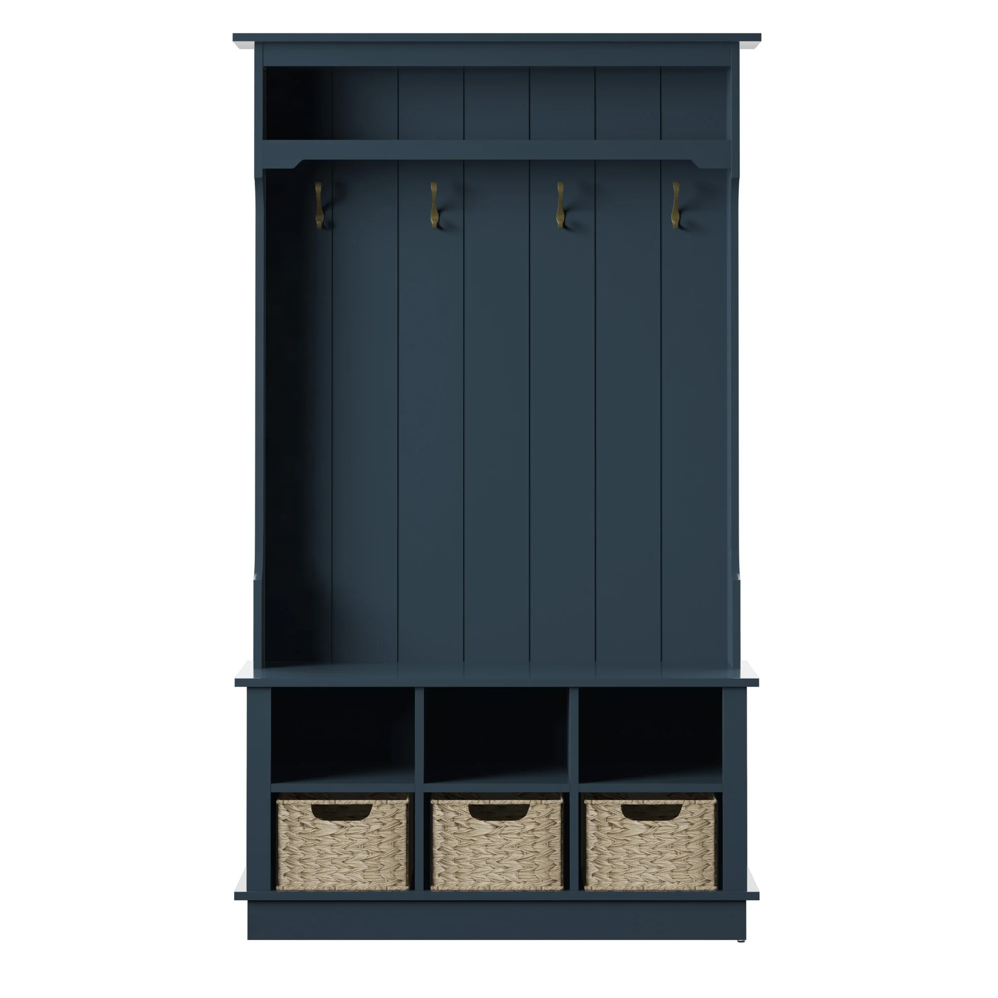 Entryway Hall Tree with Baskets and Open Storage - Image 30