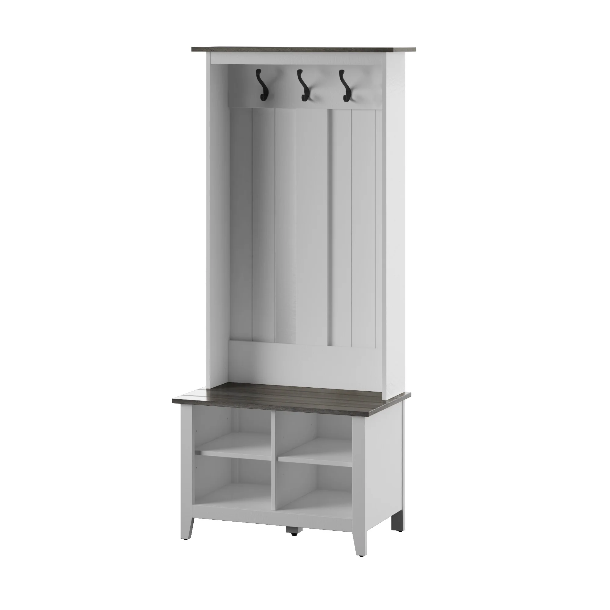 Farmhouse Two Tone Entryway Hall Tree with Storage Bench - Image 10