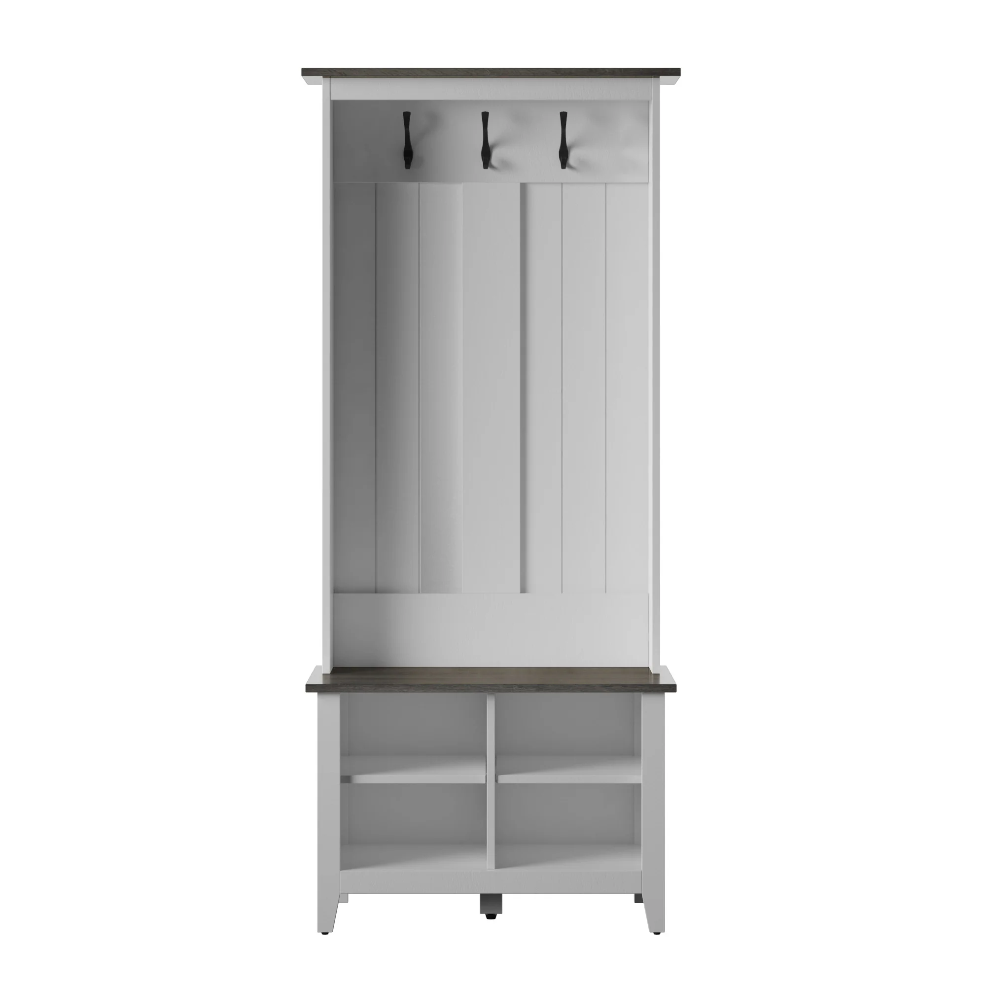 Farmhouse Two Tone Entryway Hall Tree with Storage Bench - Image 4
