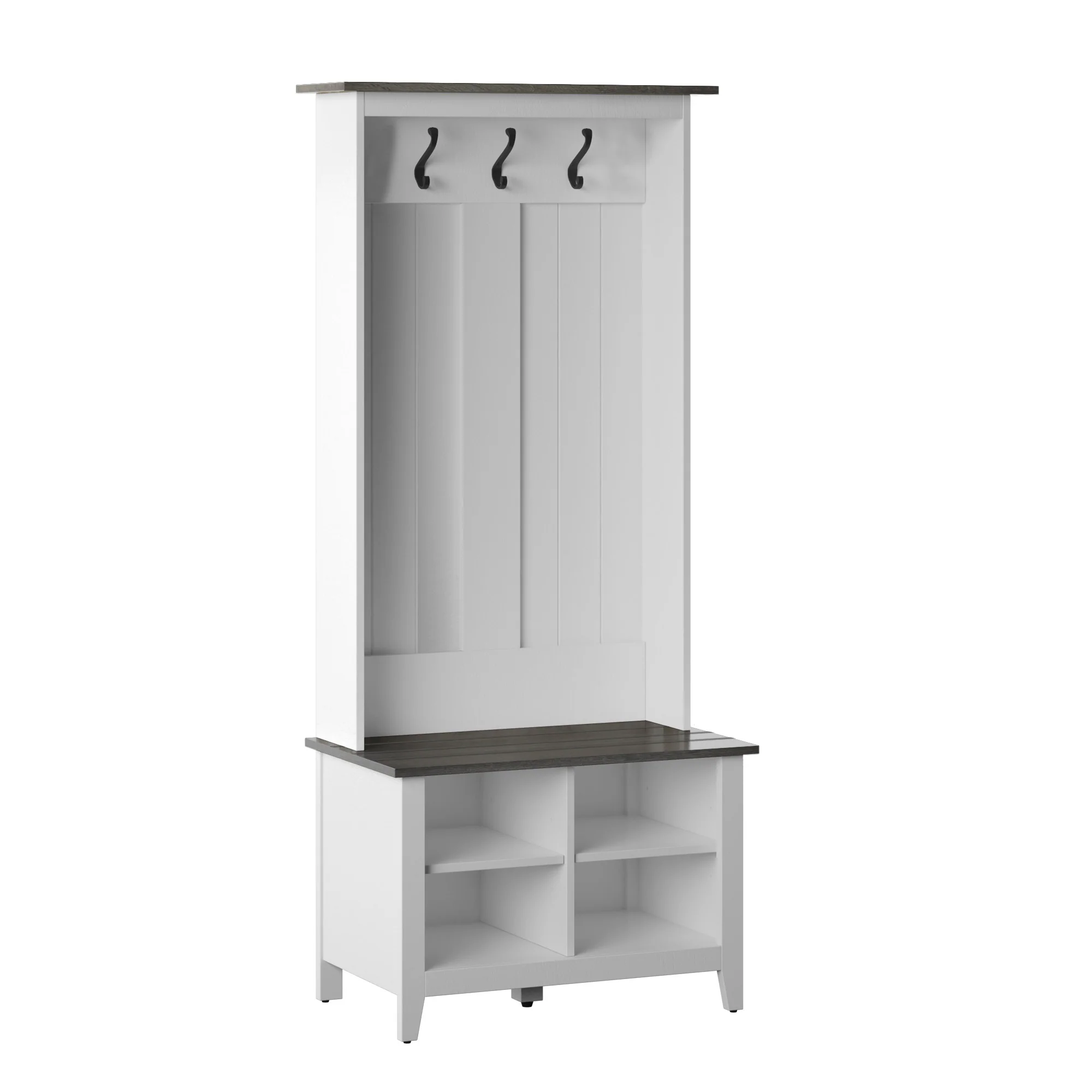 Farmhouse Two Tone Entryway Hall Tree with Storage Bench - Image 7