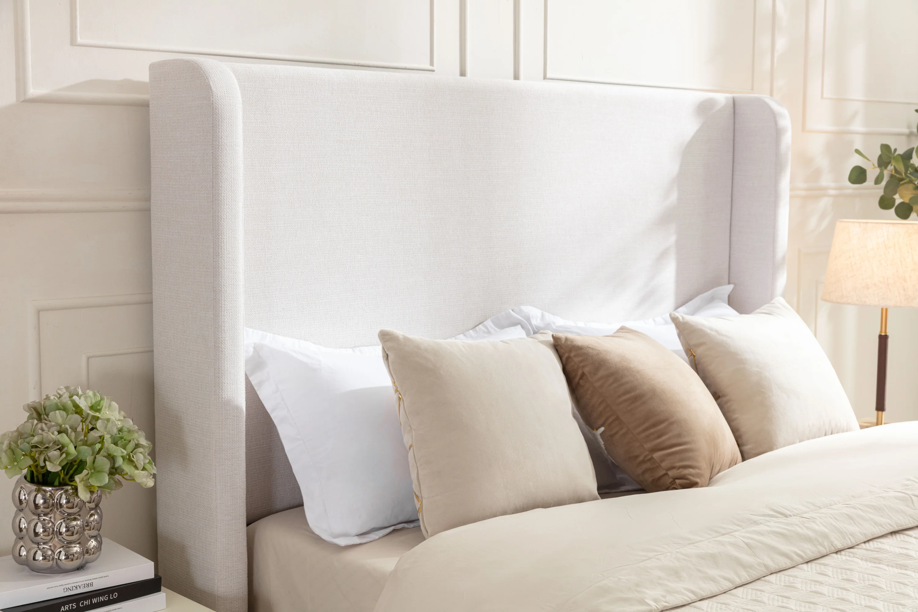 Walker Edison | Harper Tall 54" Headboard Upholstered Queen Bed - Image 2