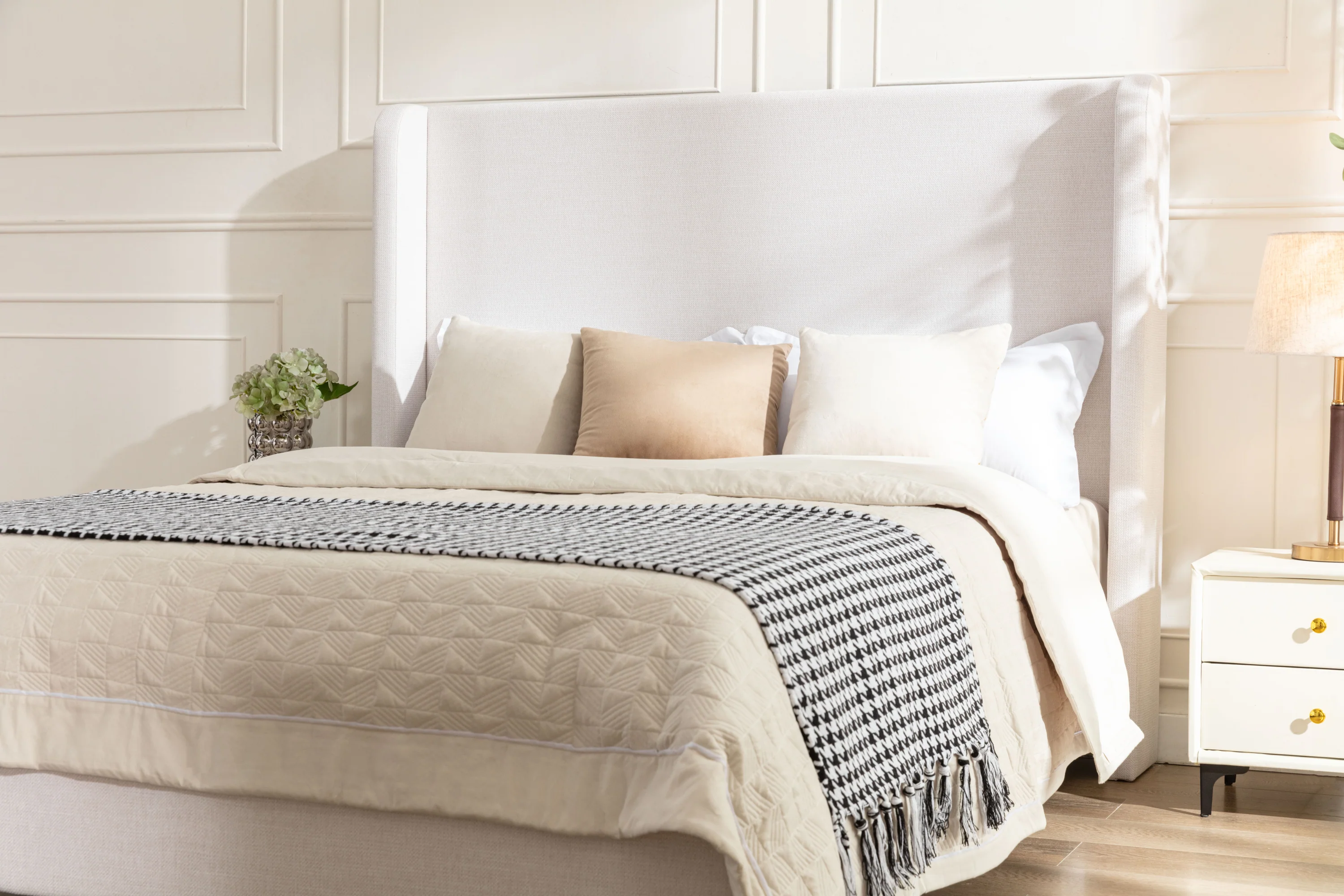 Walker Edison | Harper Tall 54" Headboard Upholstered Queen Bed - Image 6