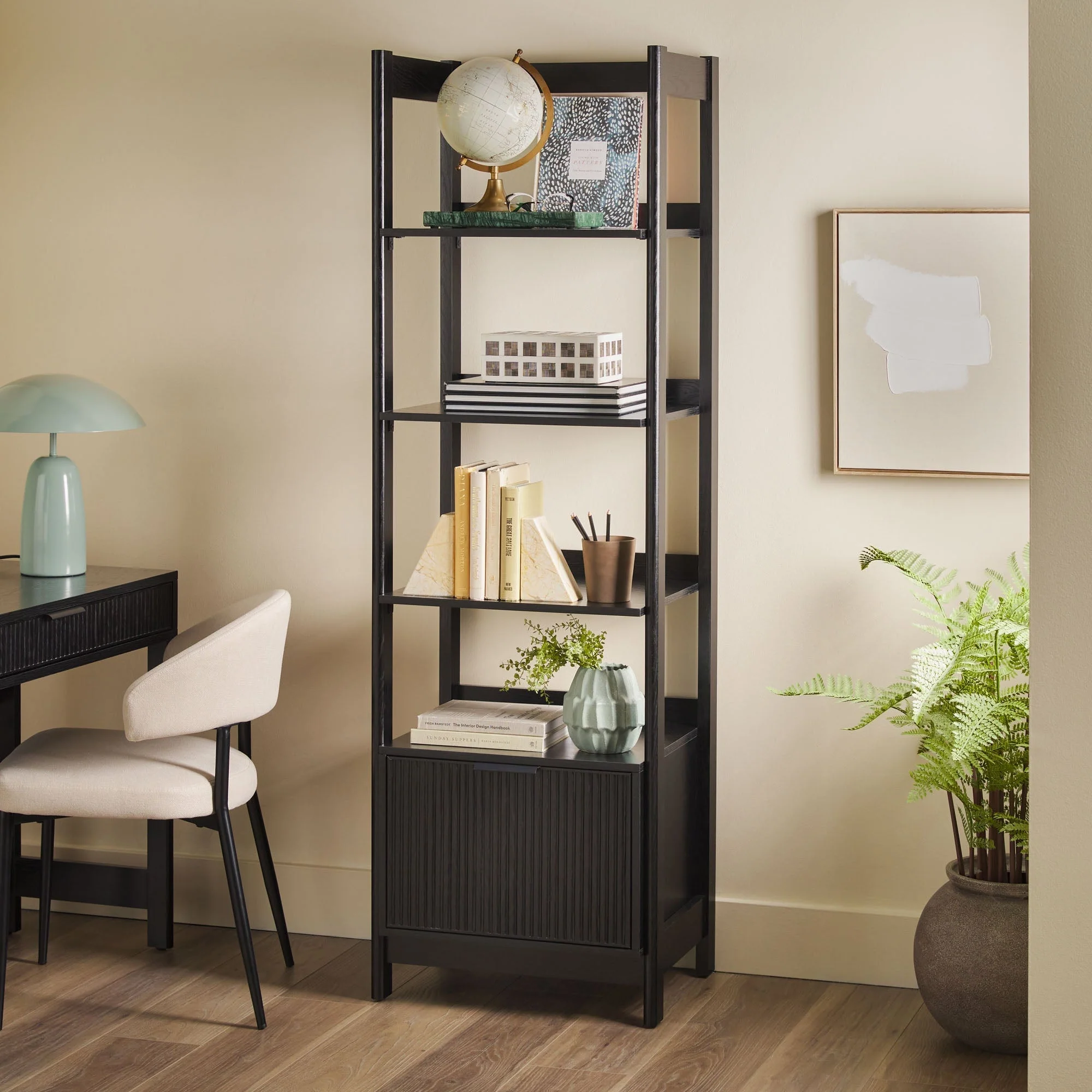 Holmes Modern Scandinavian Reeded Bookshelf - Image 2