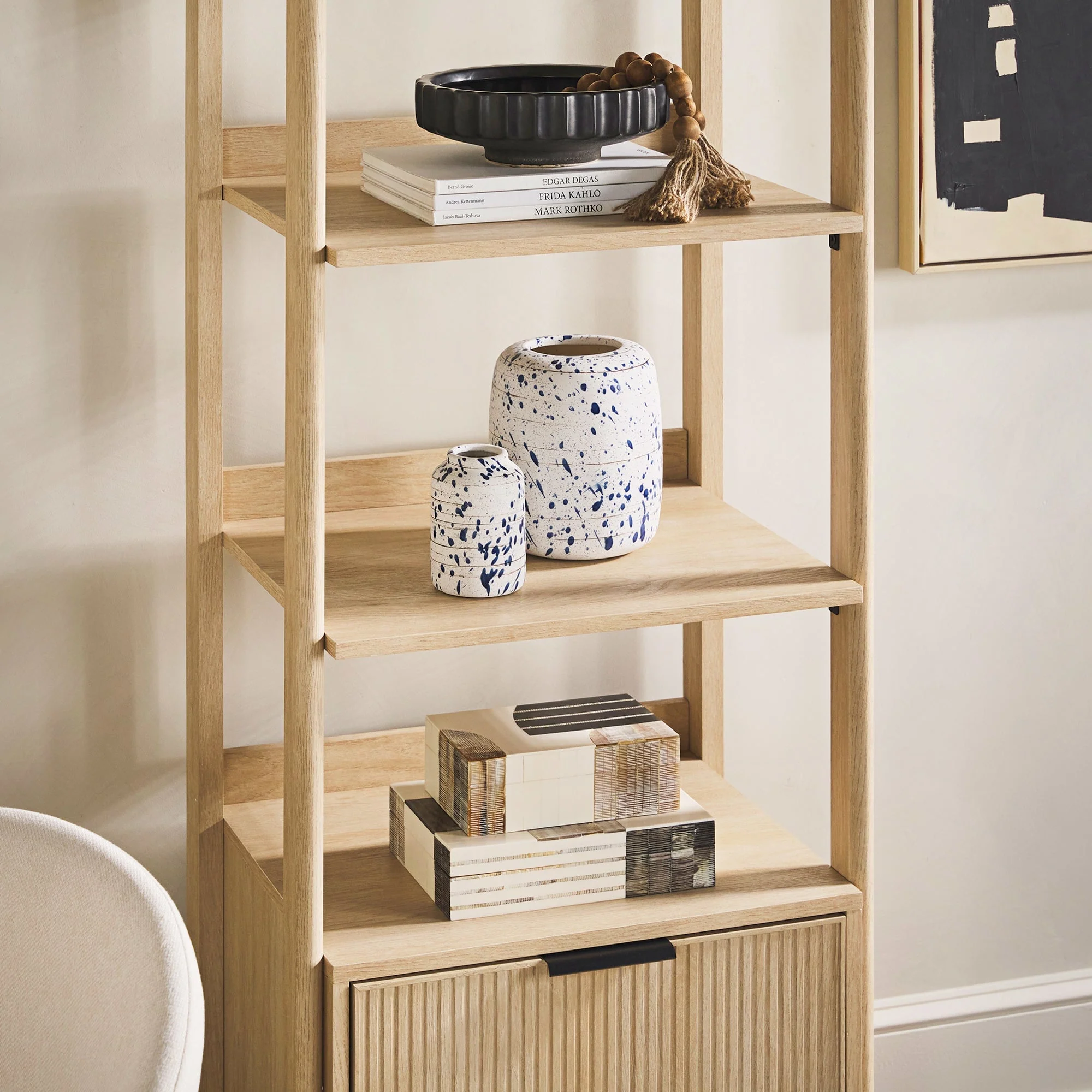 Holmes Modern Scandinavian Reeded Bookshelf - Image 7