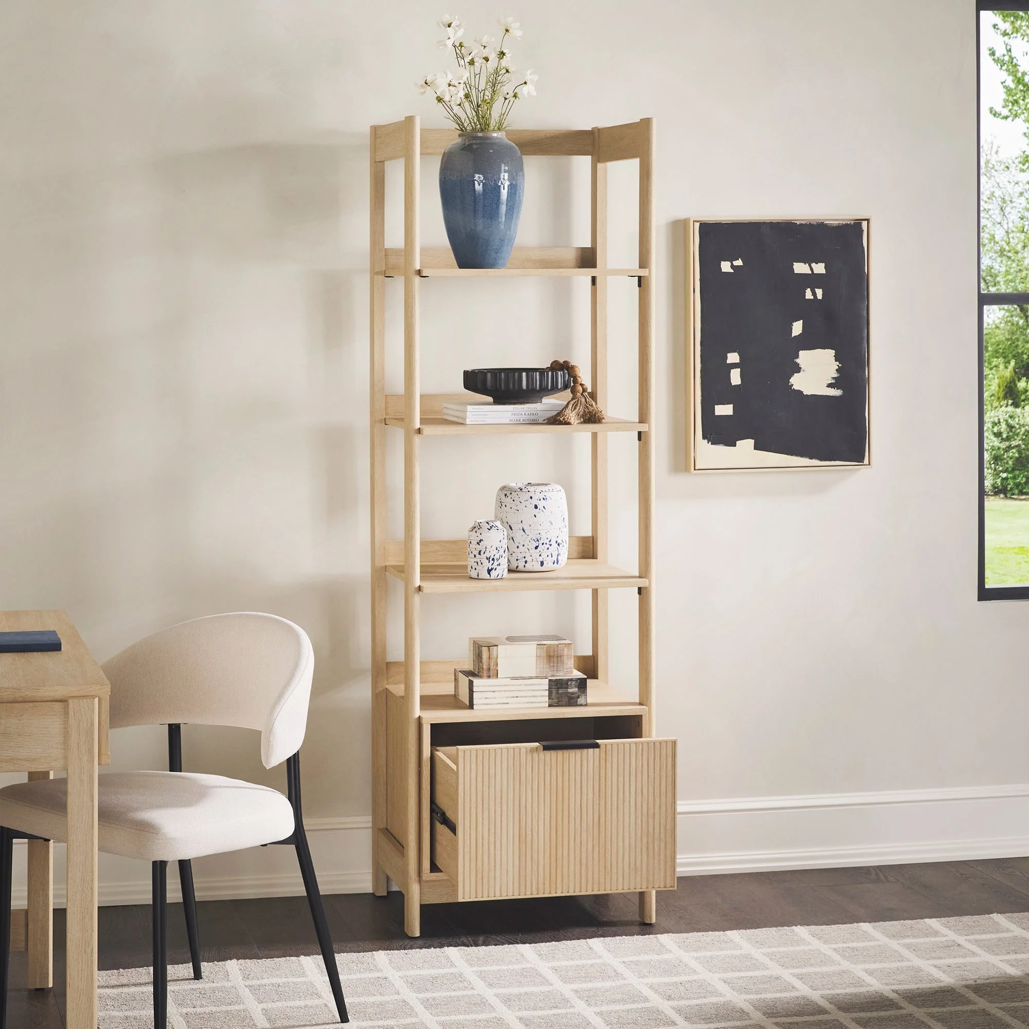 Holmes Modern Scandinavian Reeded Bookshelf - Image 8