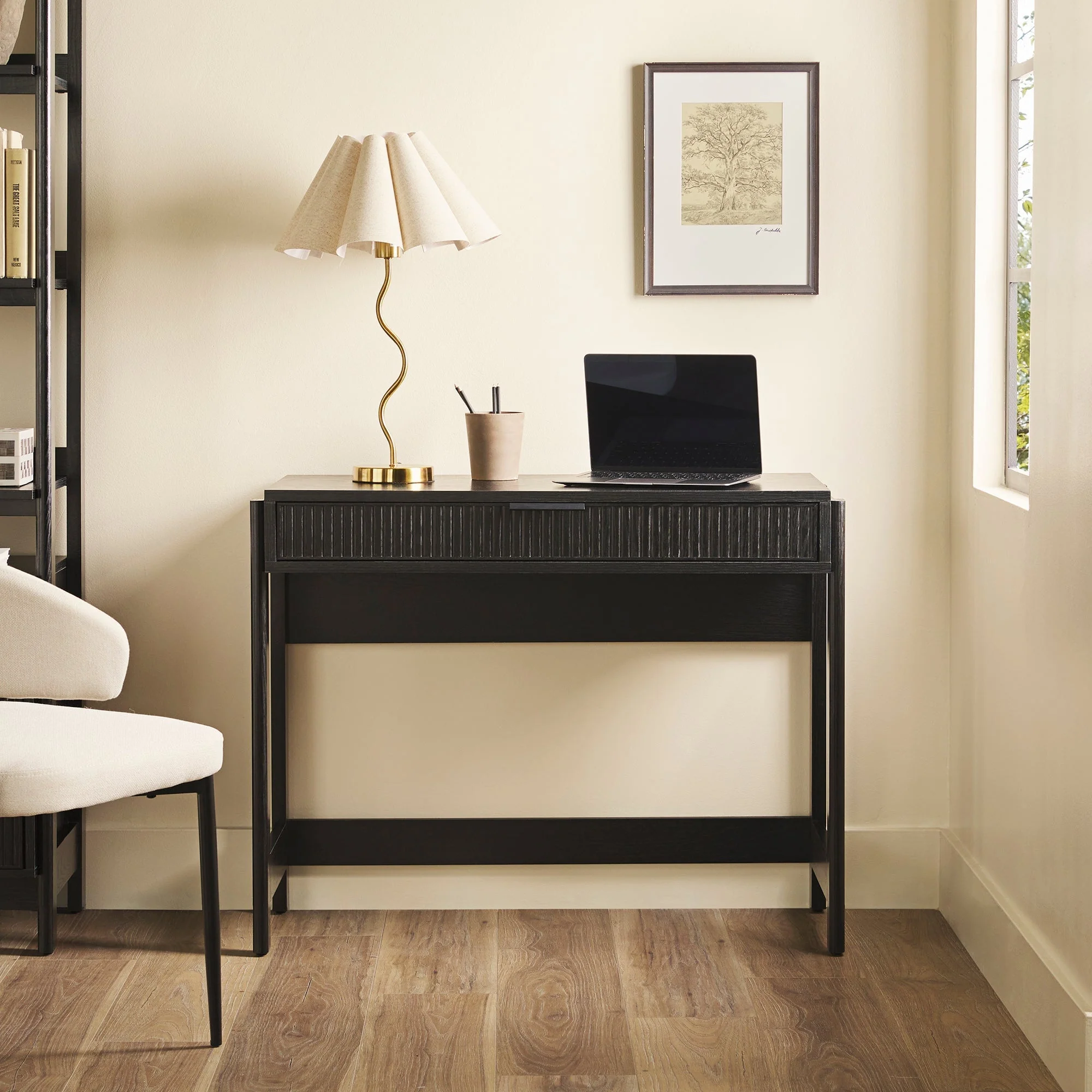 Holmes Modern Scandinavian Reeded Writing Desk - Image 3