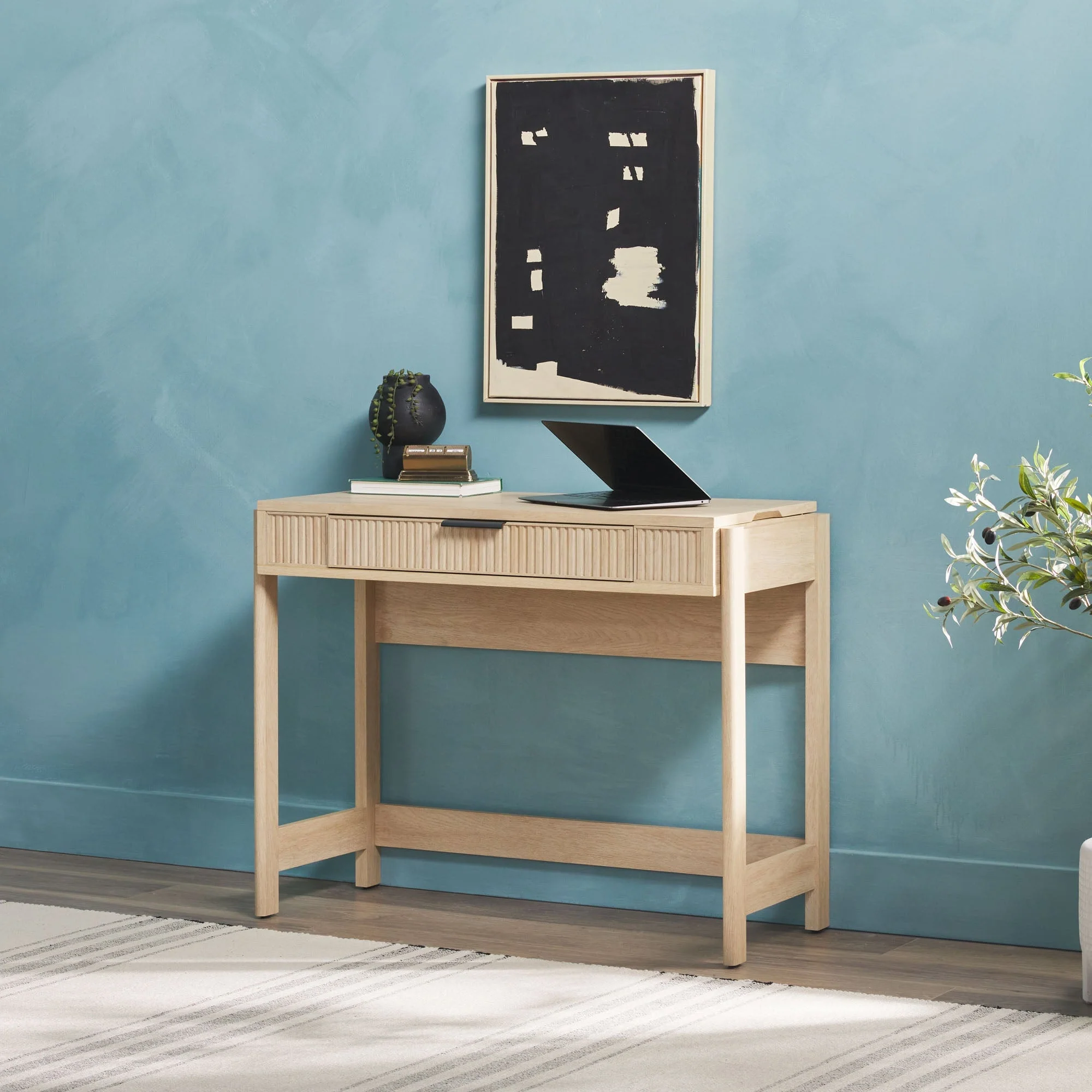 Holmes Modern Scandinavian Reeded Writing Standing Desk - Image 11
