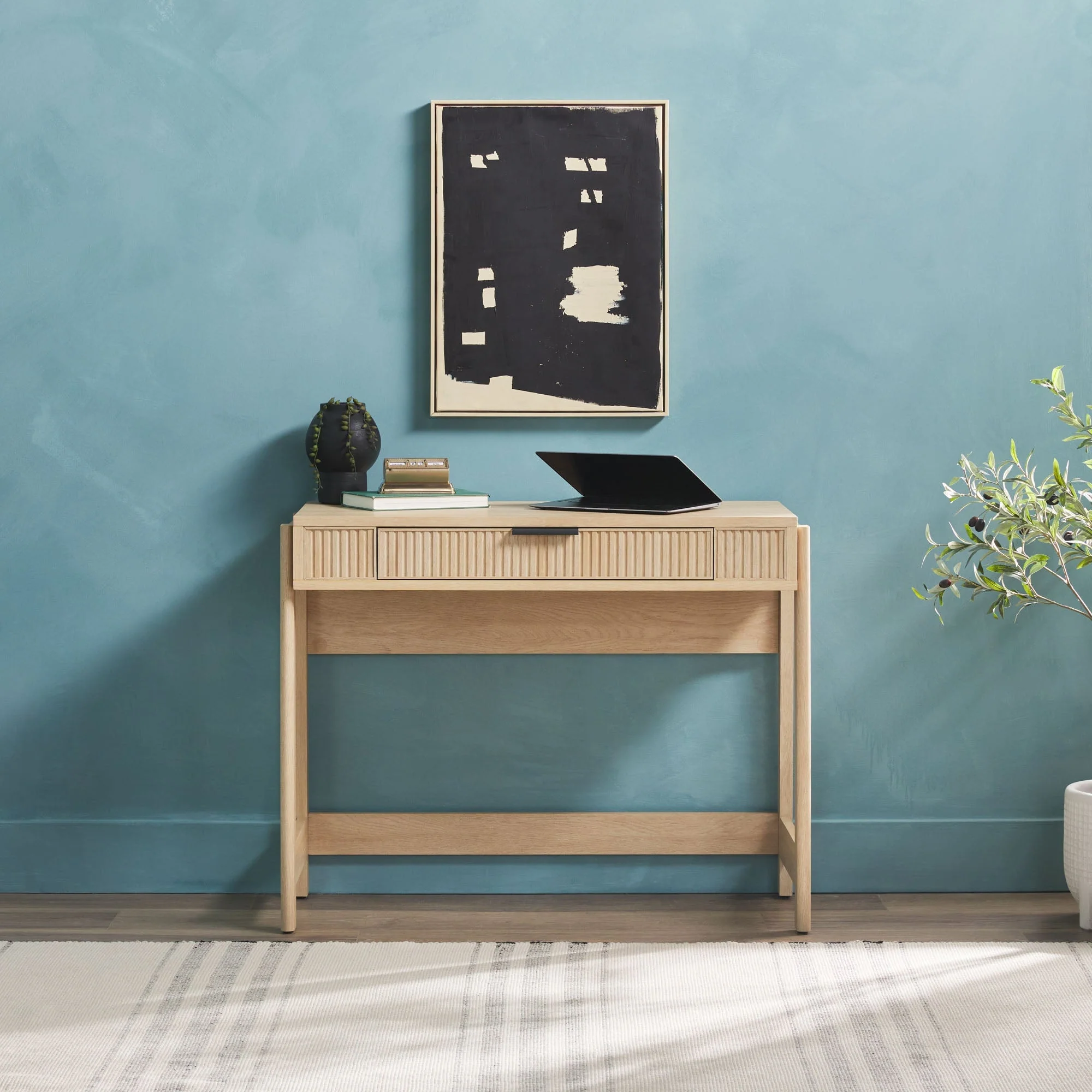 Holmes Modern Scandinavian Reeded Writing Standing Desk - Image 12