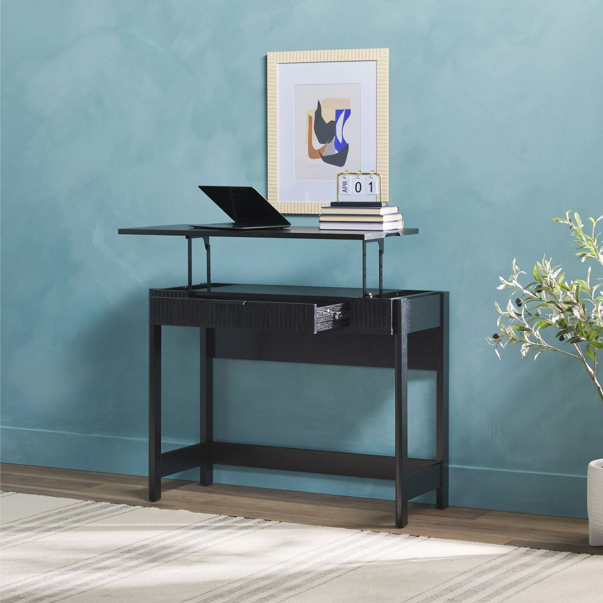 Holmes Modern Scandinavian Reeded Writing Standing Desk - Image 2