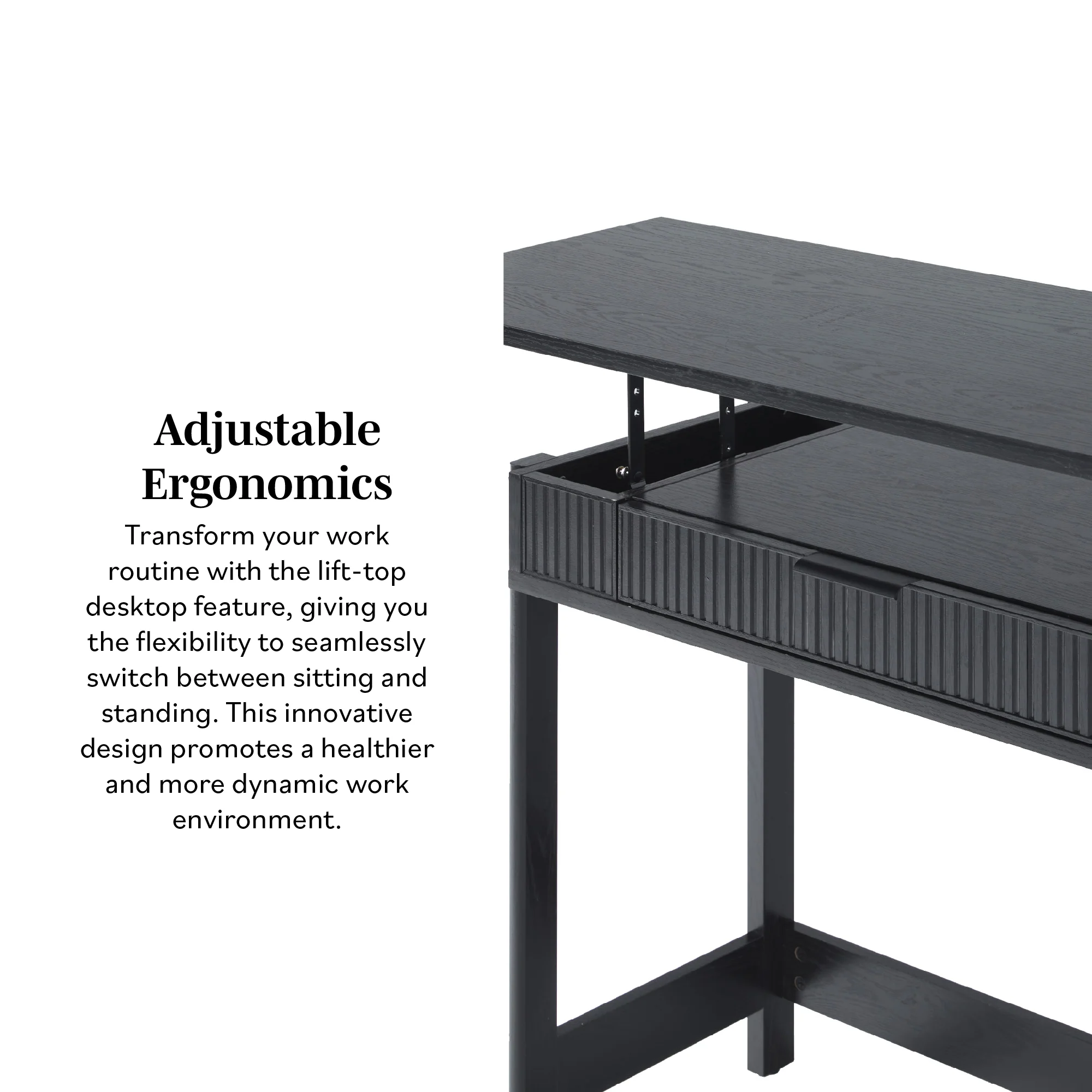 Holmes Modern Scandinavian Reeded Writing Standing Desk - Image 4