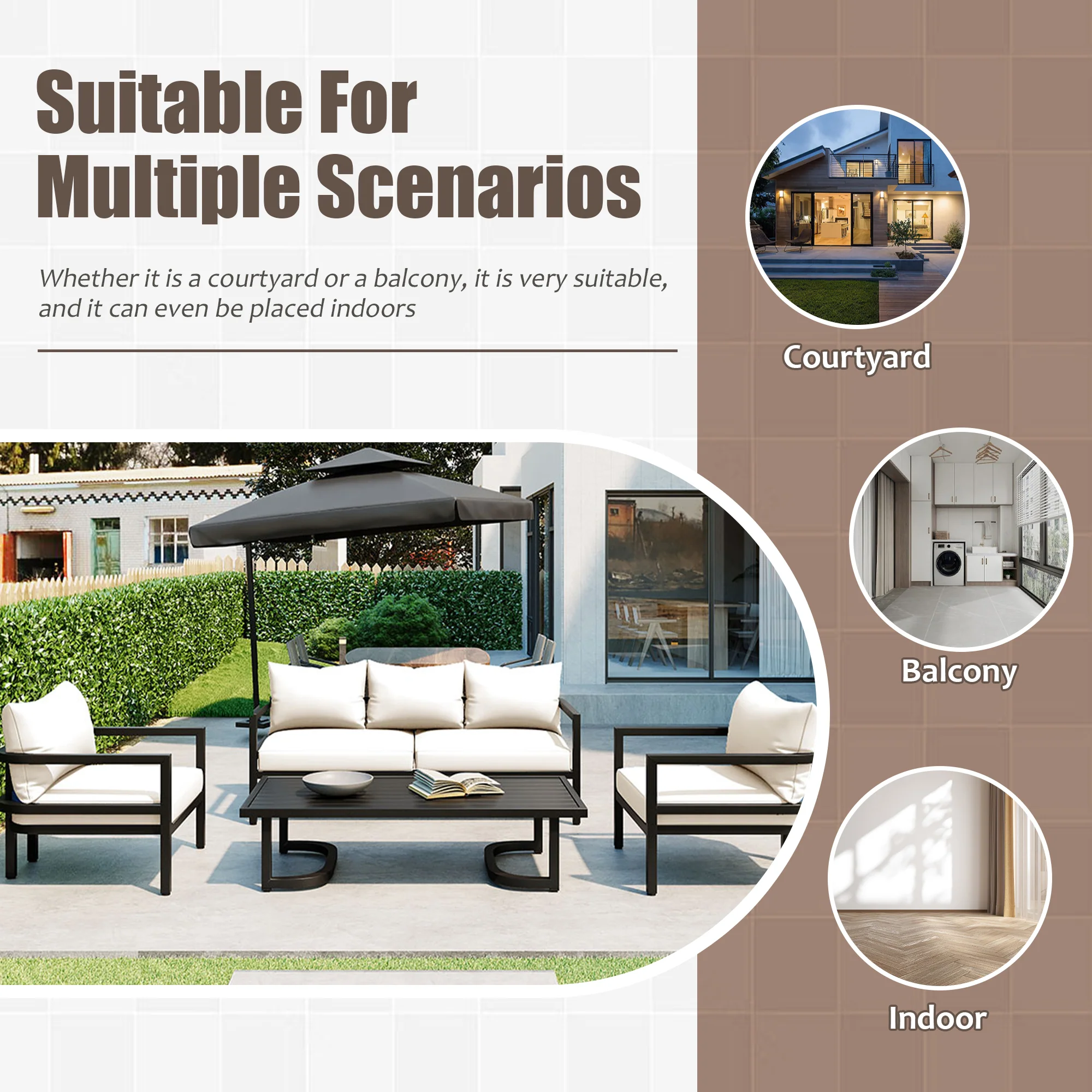 Iconic Arch Curve Steel Outdoor Patio Sofa Set - Image 20