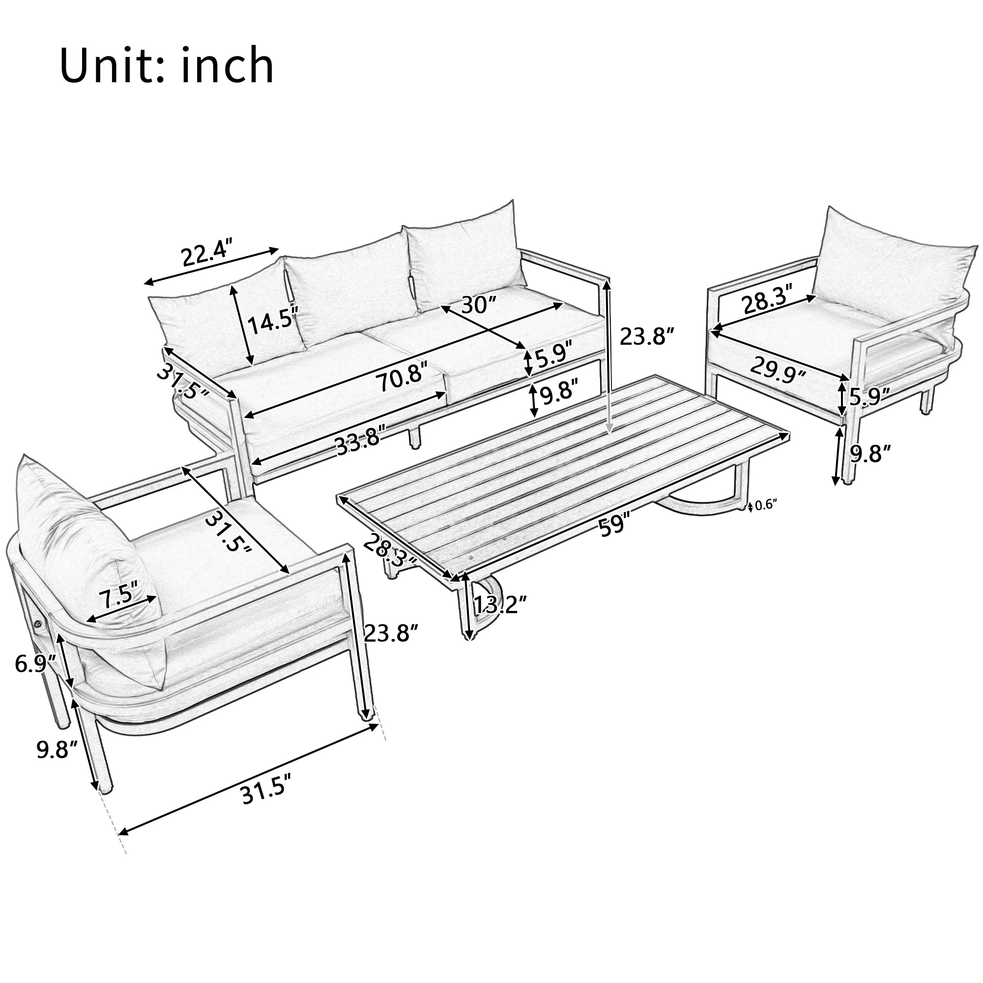 Iconic Arch Curve Steel Outdoor Patio Sofa Set - Image 21