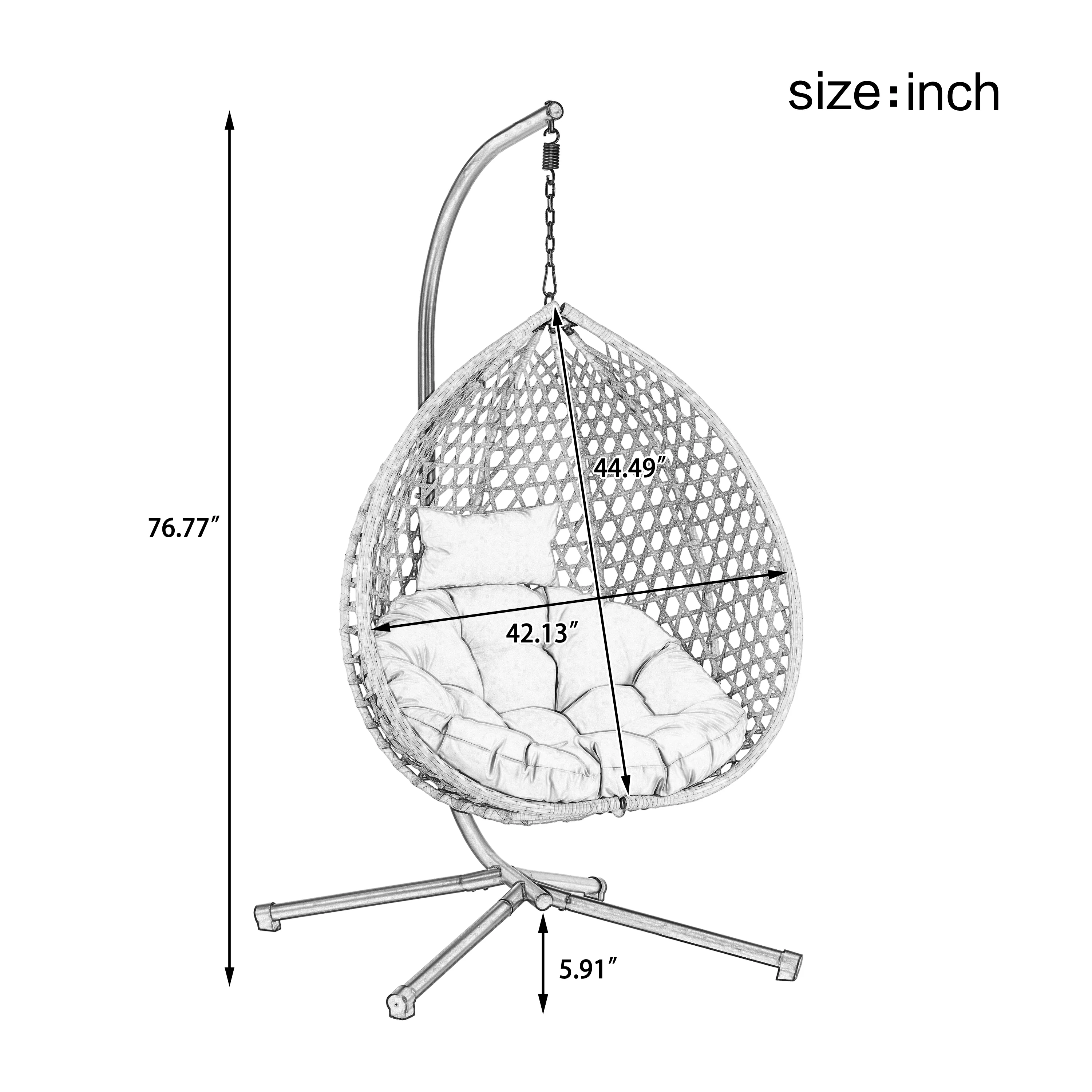Indoor/Outdoor Rattan Hanging Egg Hammock Chair with Stand & Cushion - Image 13