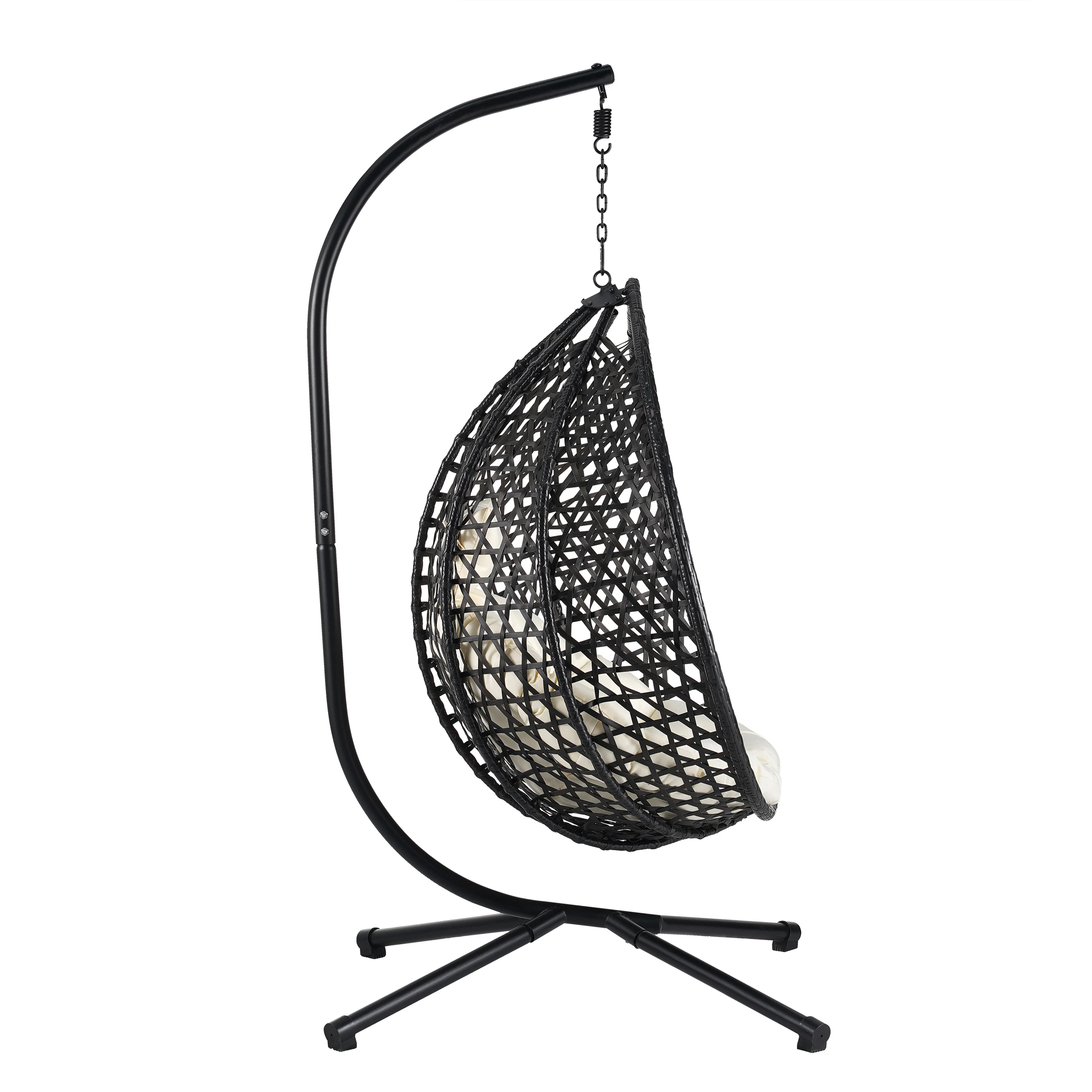 Indoor/Outdoor Rattan Hanging Egg Hammock Chair with Stand & Cushion - Image 6