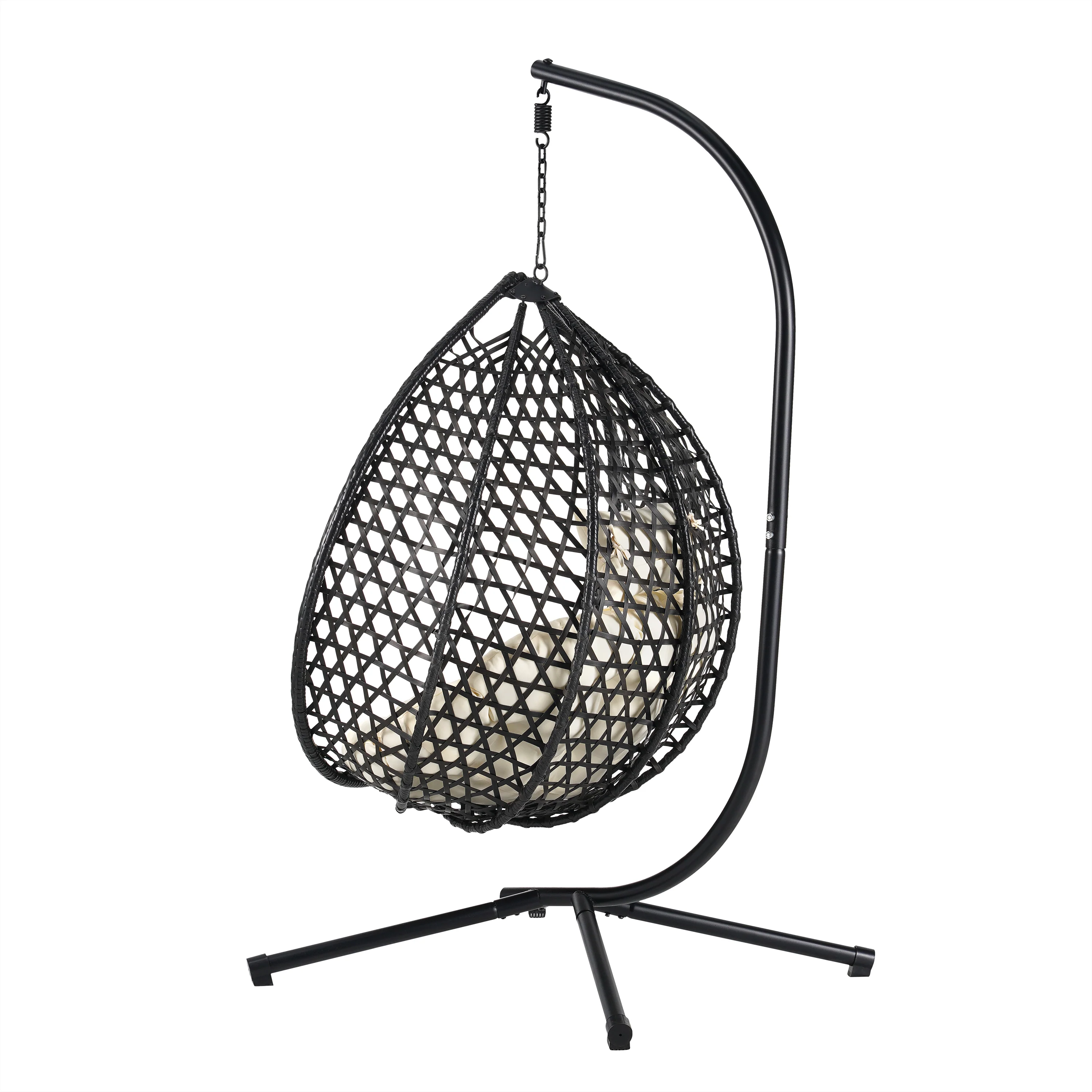 Indoor/Outdoor Rattan Hanging Egg Hammock Chair with Stand & Cushion - Image 7