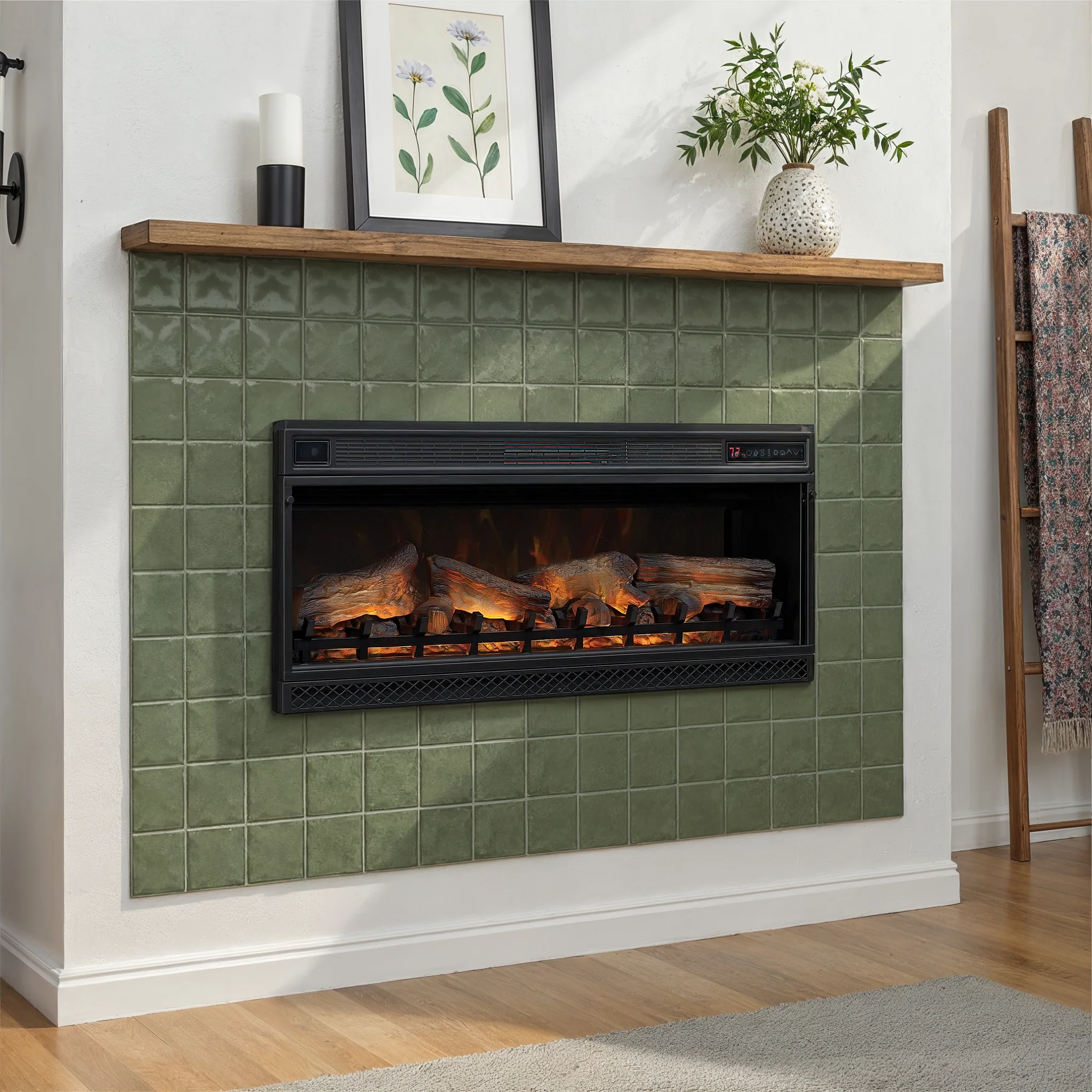 42" Recessed/Wall-Mount Infrared Quartz Electric Fireplace Insert