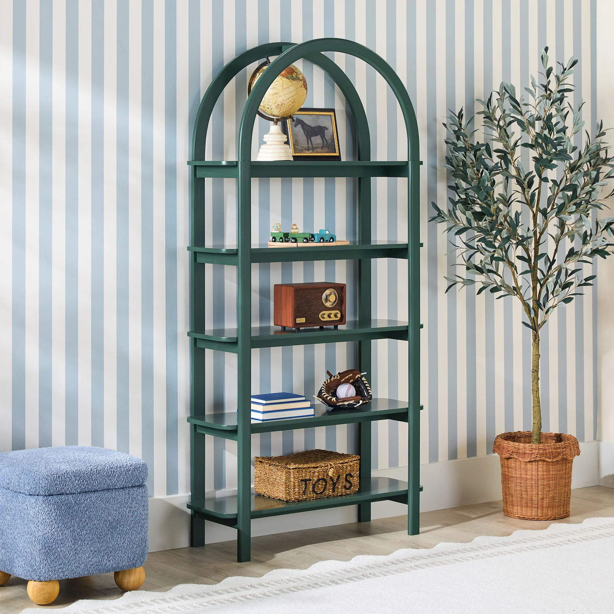 Zoey Modern Arched Wood Storage Bookcase - Image 14