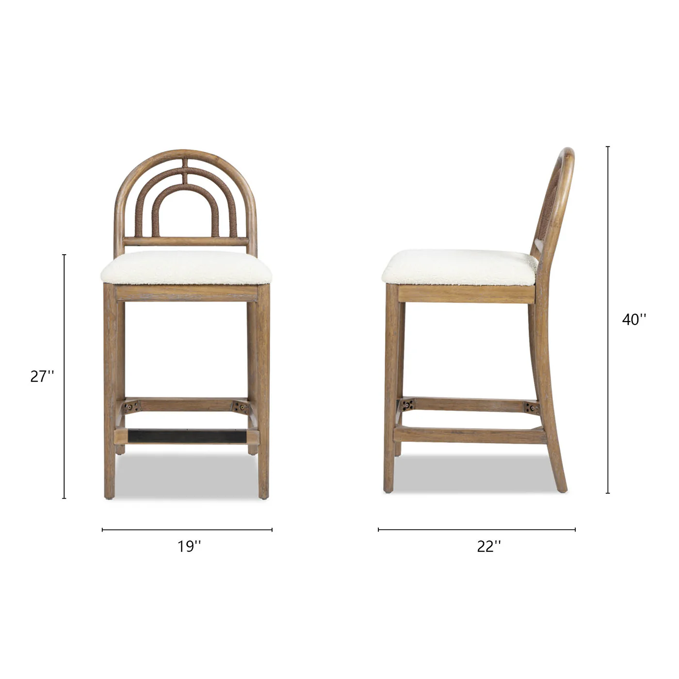 Leon 27' Arched Back Wood & Upholstered Counter Stool, Set of 2 - Image 7