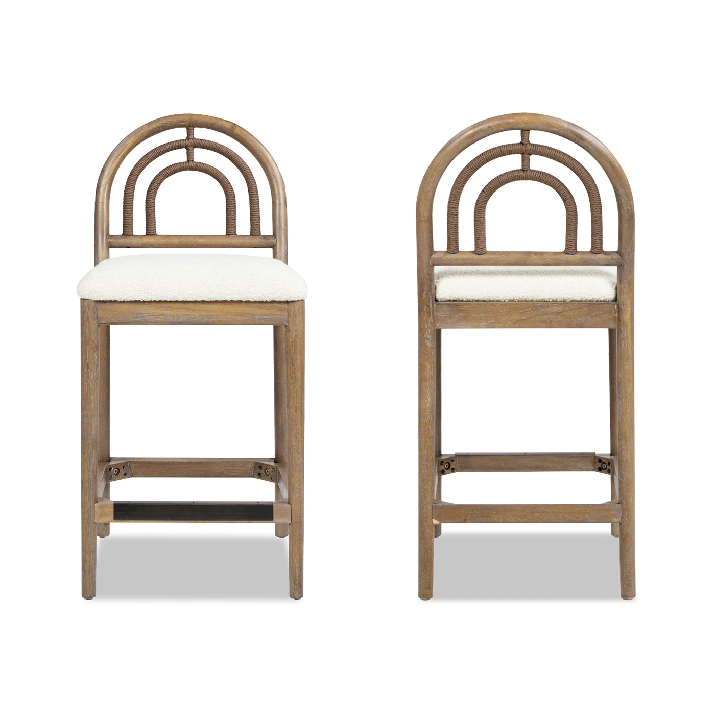 Leon 27' Arched Back Wood & Upholstered Counter Stool, Set of 2 - Image 8