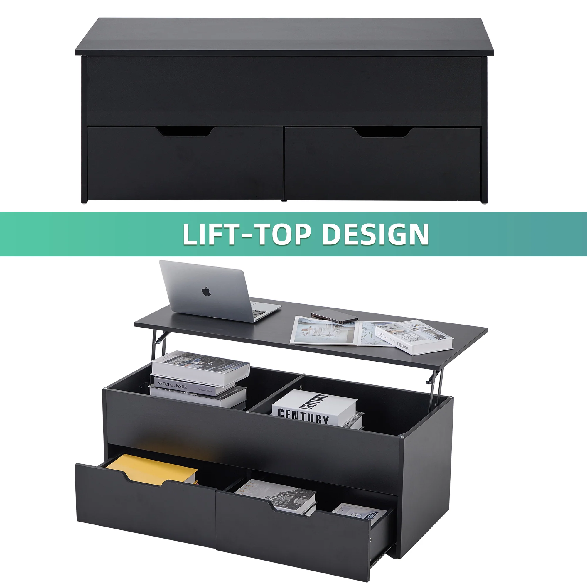 Walker Edison | Lift-Top Coffee Table with Storage - Image 6