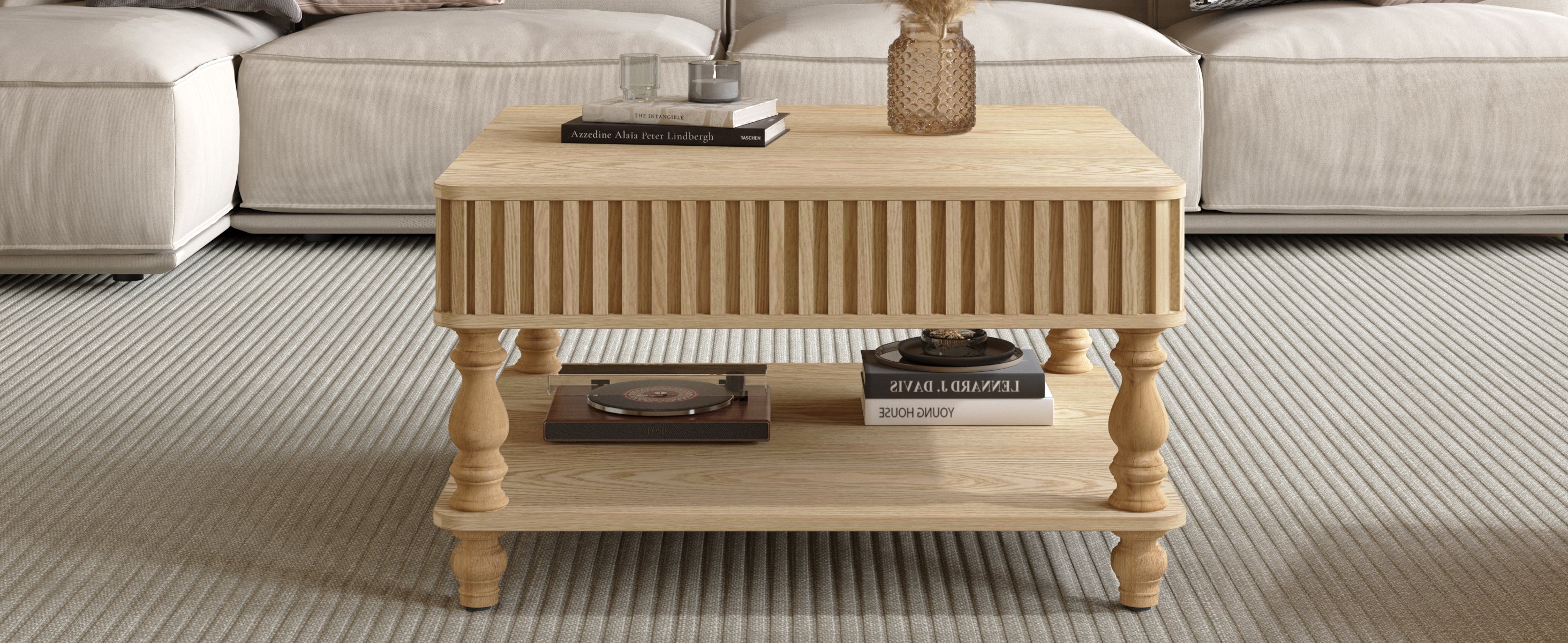 Walker Edison | Lift-Top Elevated Traditional Fluted Coffee Table - Image 14